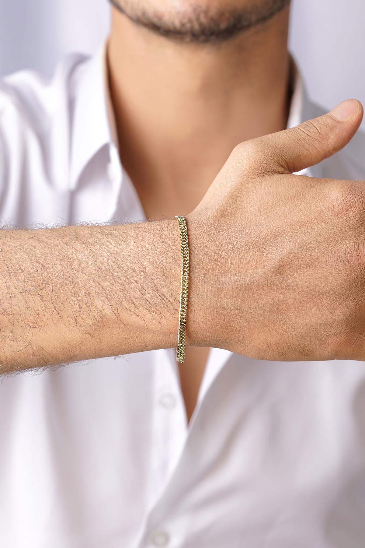 14 Ayar Altın Sık Gurmet Zincir Erkek Bileklik - Fiyonk Kuyumculuk (1)