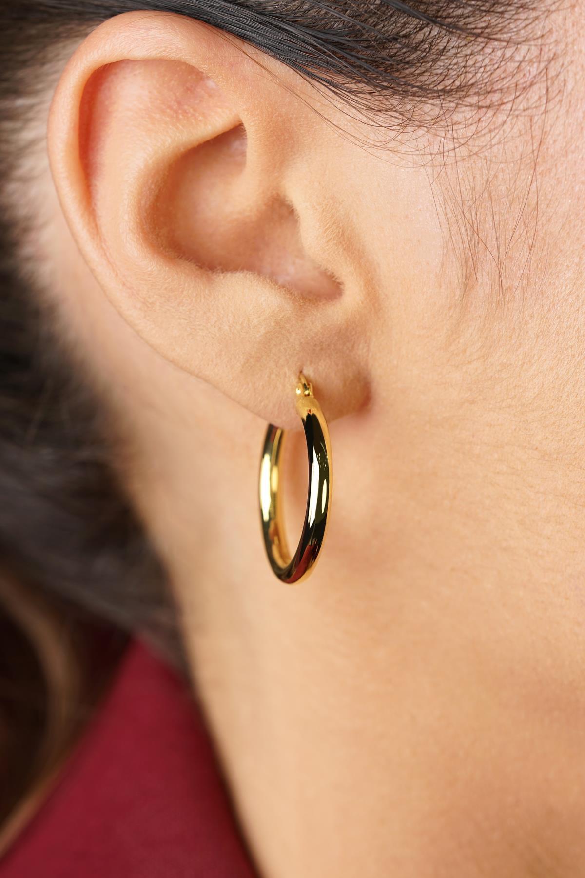 14 Ayar Altın Silindir Halka Küpe 1 - Fiyonk Kuyumculuk (1)