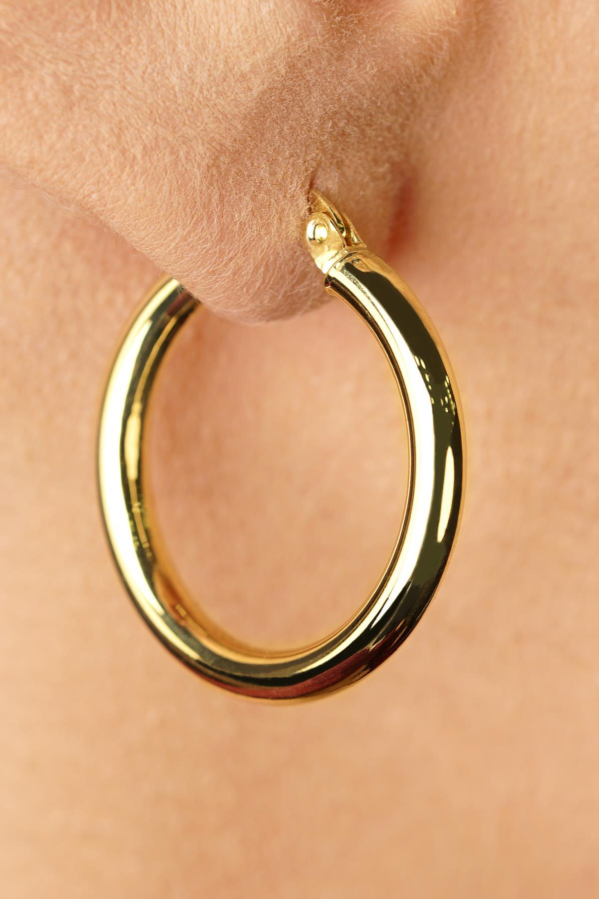 14 Ayar Altın Silindir Halka Küpe 1 - Fiyonk Kuyumculuk (1)