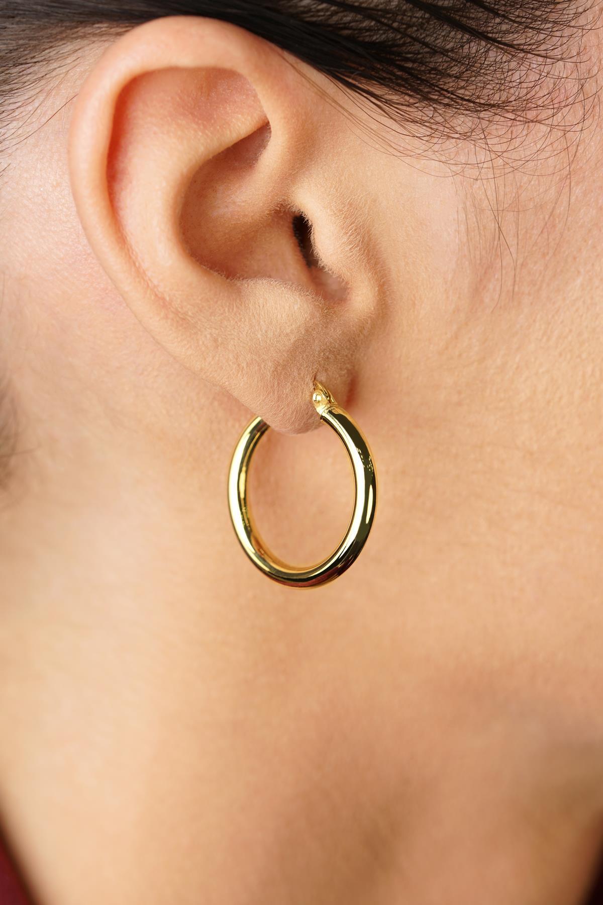 14 Ayar Altın Silindir Halka Küpe 1 - Fiyonk Kuyumculuk (1)