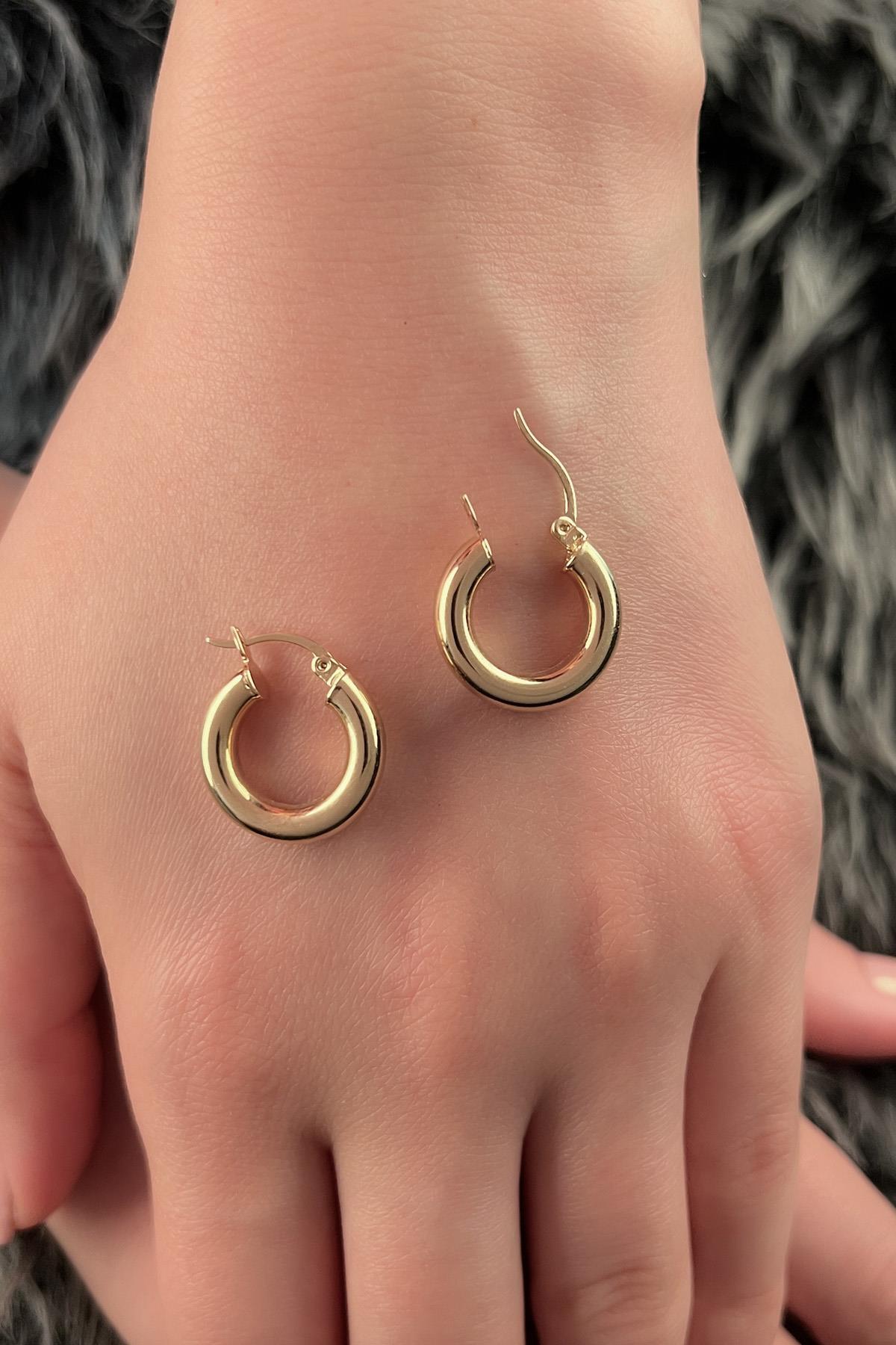 14 Ayar Altın Silindir Halka Küpe 2 - Fiyonk Kuyumculuk (1)