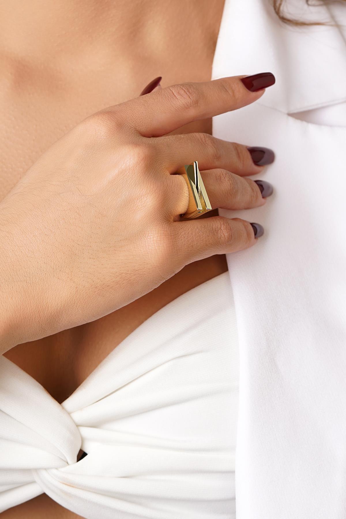 14 Ayar Altın Simetrik Tasarım Yüzük - Fiyonk Kuyumculuk (1)