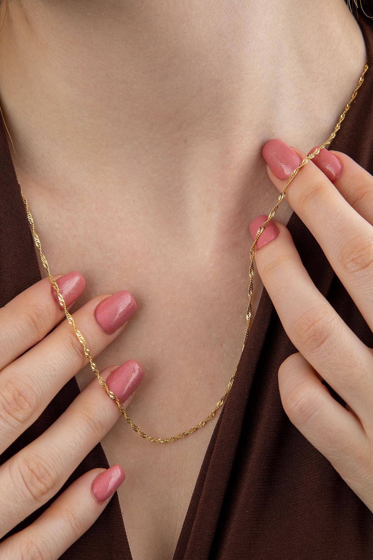 14 Ayar Altın Singapur Zincir Kolye 1.40 mm - Fiyonk Kuyumculuk (1)