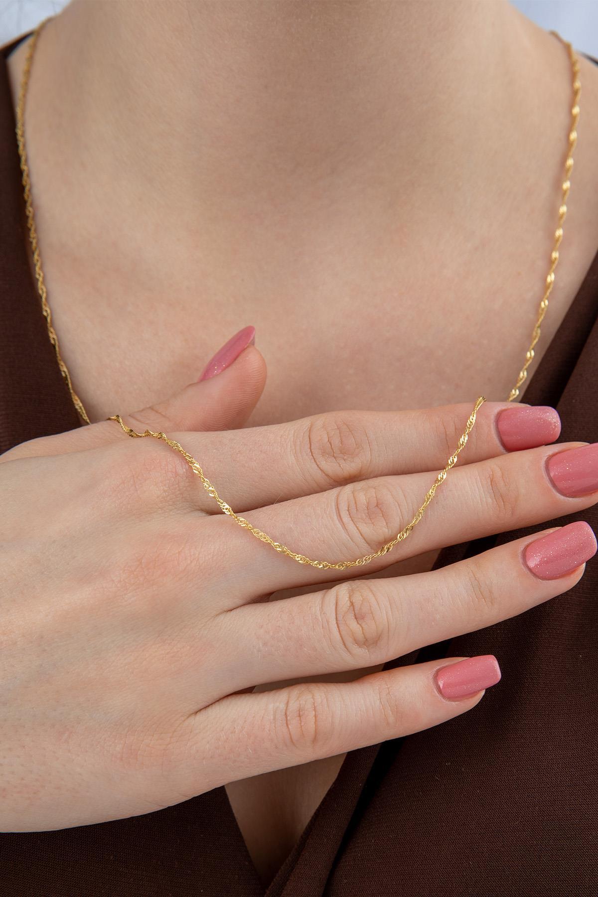 14 Ayar Altın Singapur Zincir Kolye 1.40 mm - Fiyonk Kuyumculuk (1)