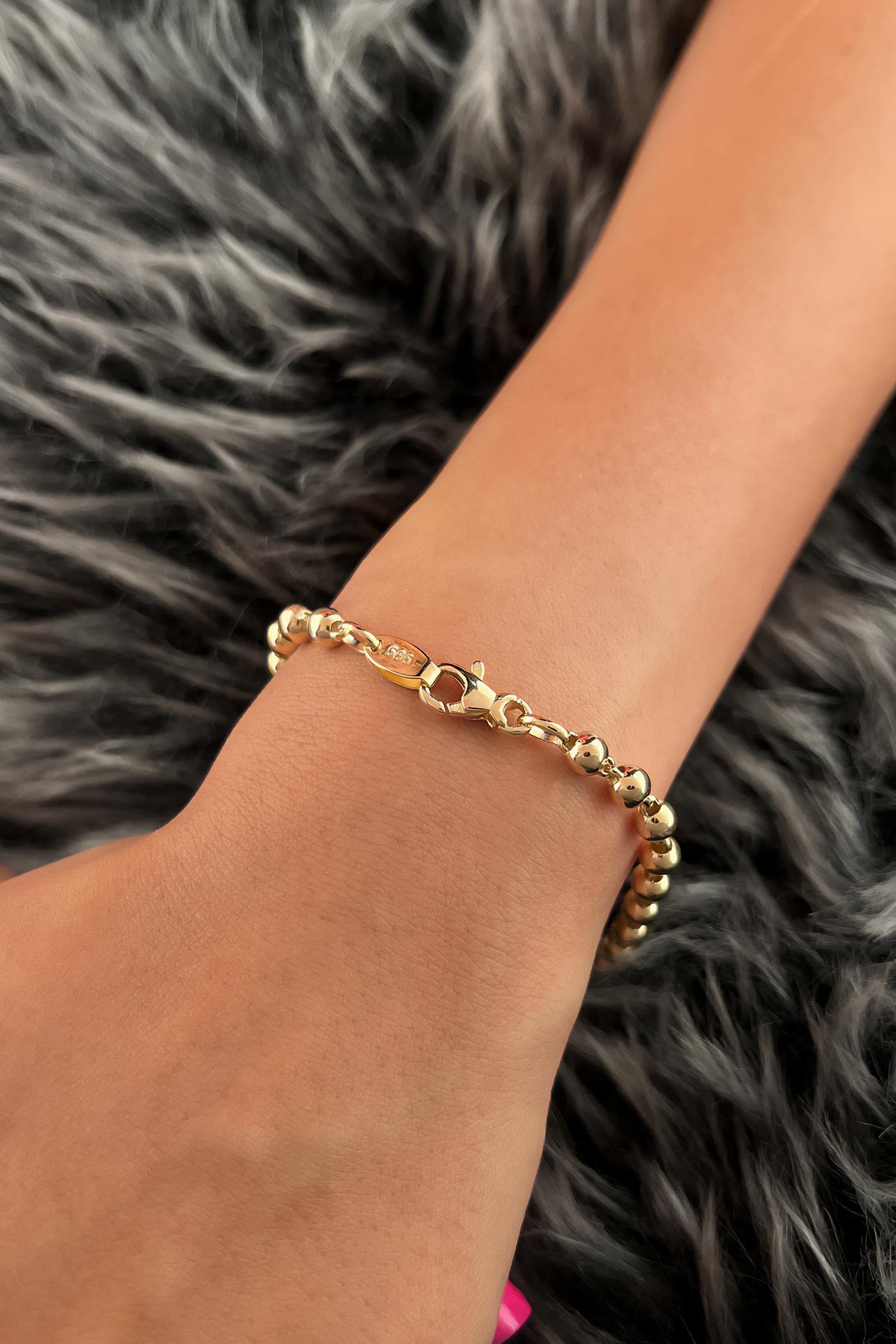 14 Ayar Altın Sıralı Topcuklar Bileklik - Fiyonk Kuyumculuk (1)