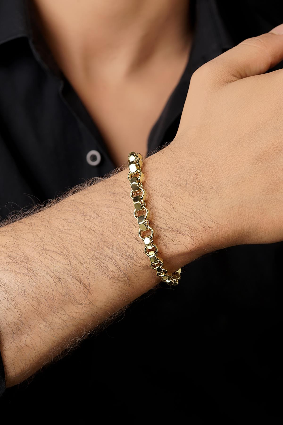 14 Ayar Altın Somun Zincir Erkek Bileklik - Fiyonk Kuyumculuk