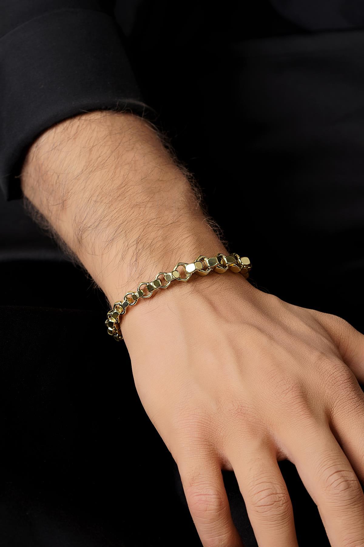 14 Ayar Altın Somun Zincir Erkek Bileklik - Fiyonk Kuyumculuk (1)