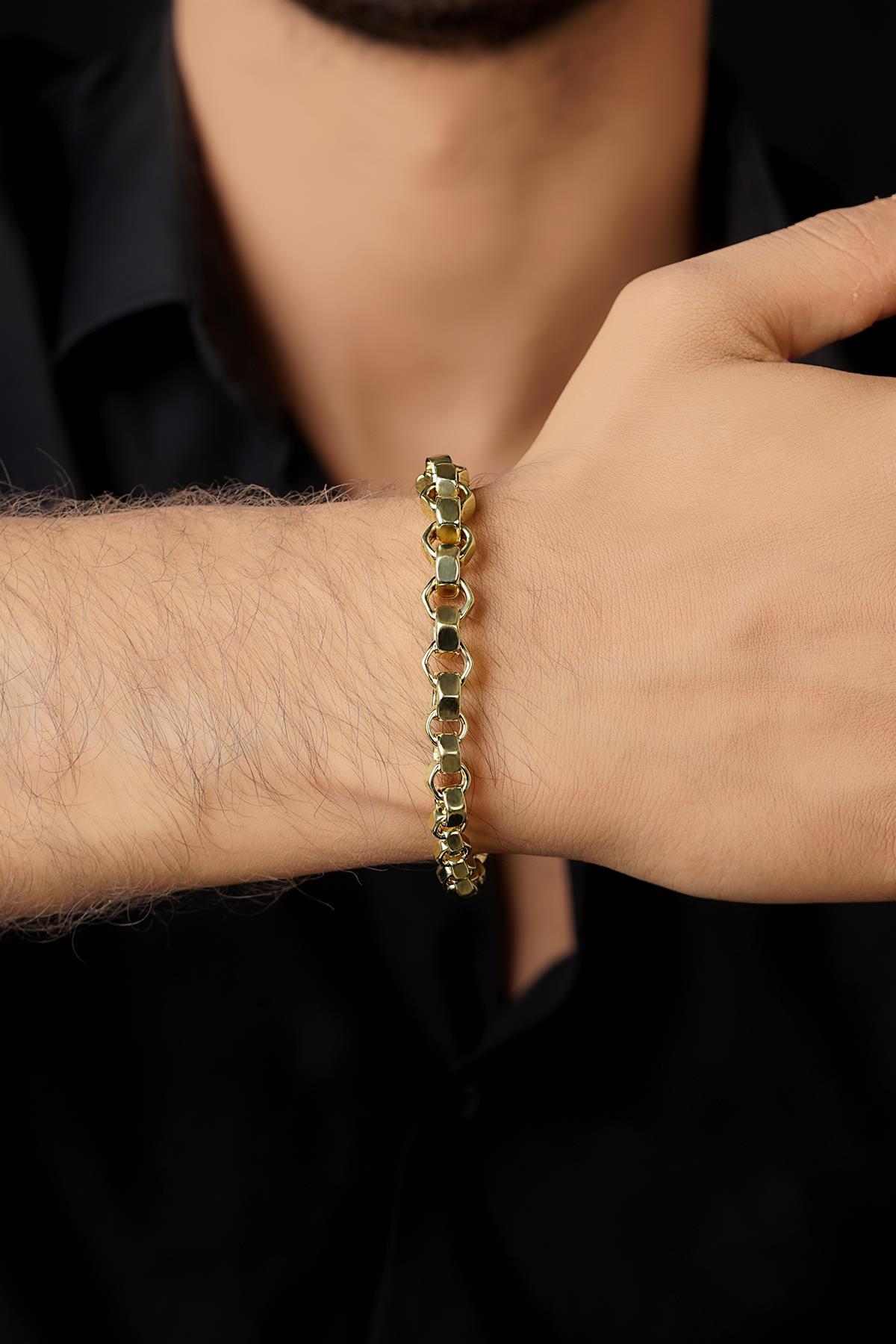 14 Ayar Altın Somun Zincir Erkek Bileklik - Fiyonk Kuyumculuk (1)