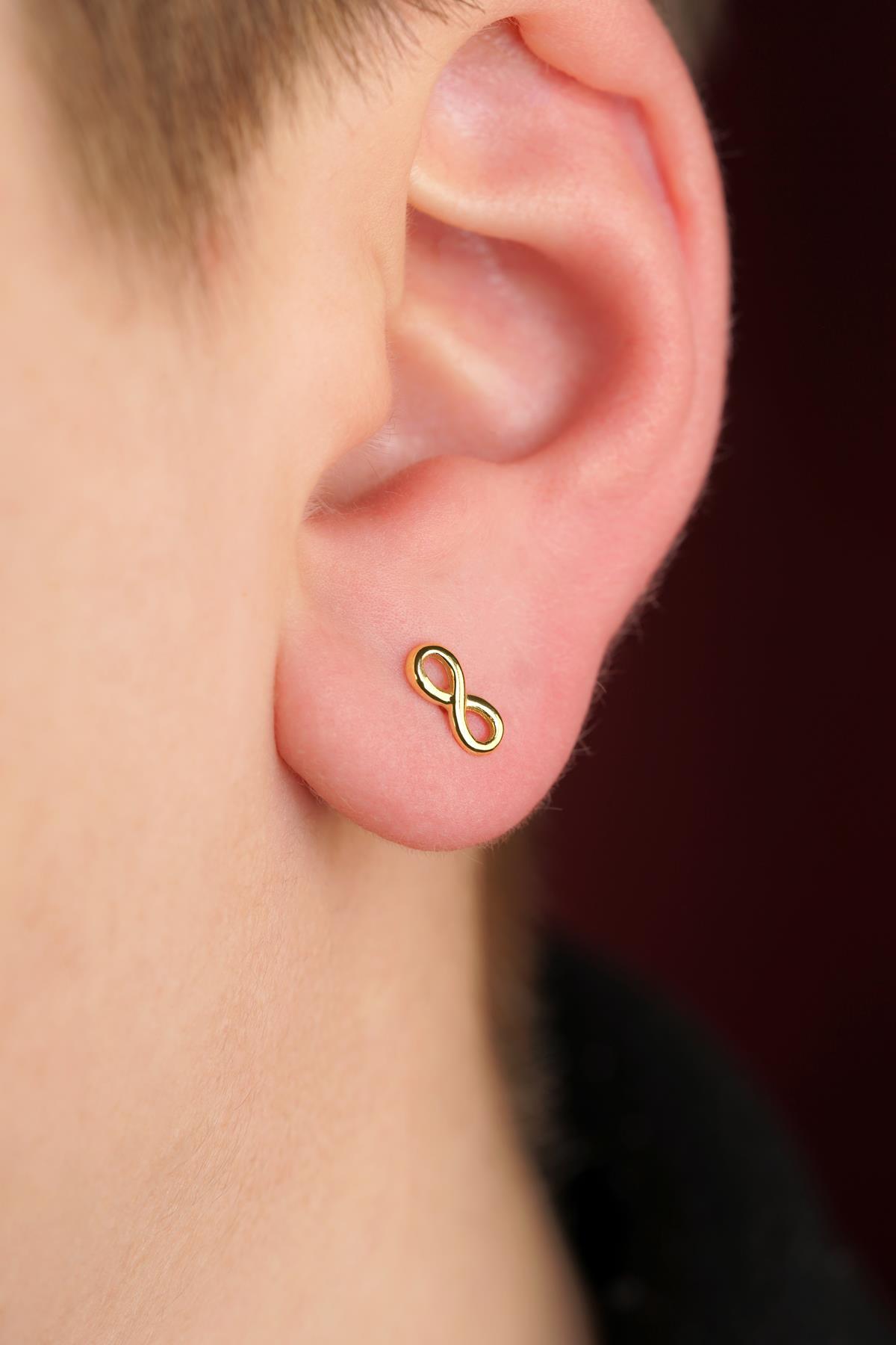 14 Ayar Altın Sonsuzluk Küpe Erkek - Fiyonk Kuyumculuk (1)