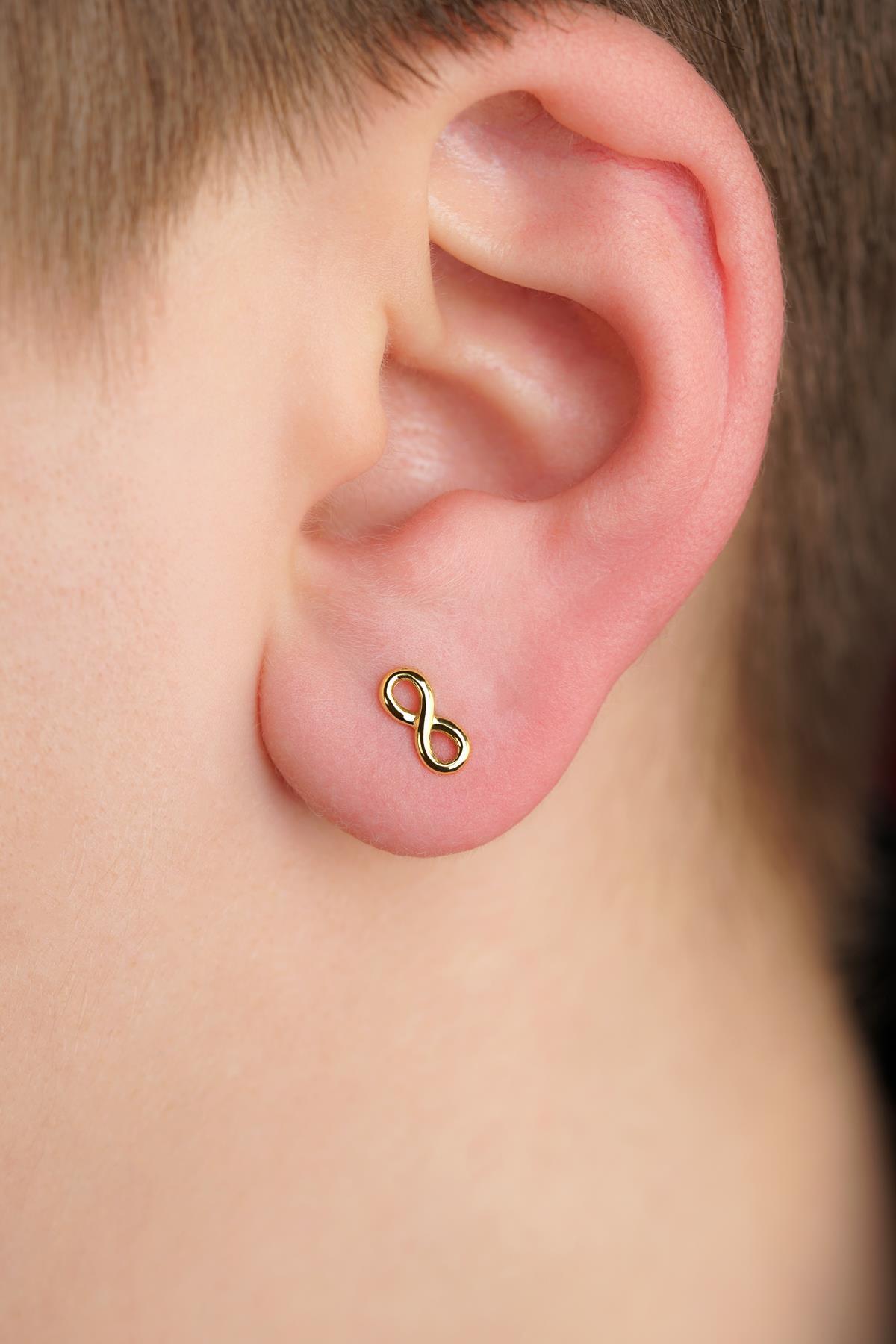 14 Ayar Altın Sonsuzluk Küpe Erkek - Fiyonk Kuyumculuk (1)