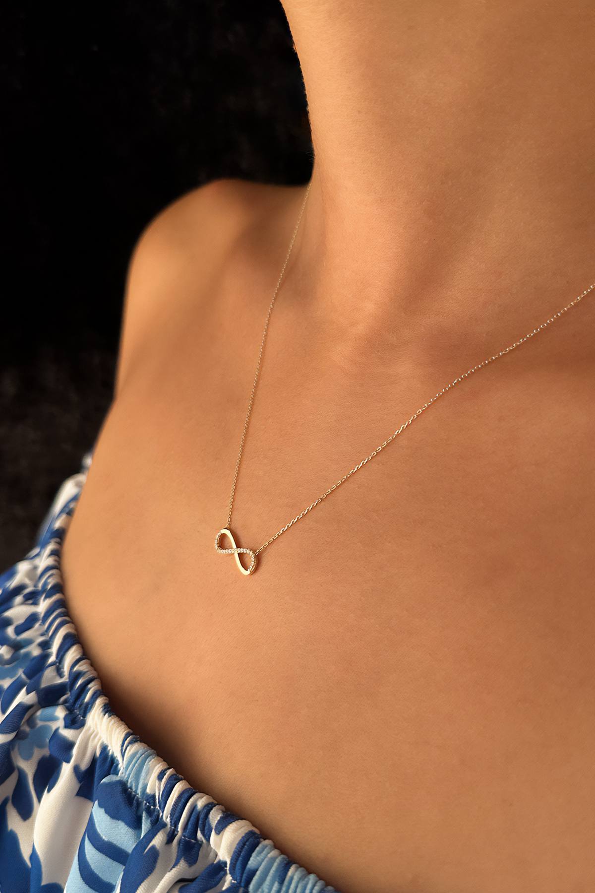 14 Ayar Altın Taş Detaylı Sonsuzluk Kolyesi - Fiyonk Kuyumculuk (1)