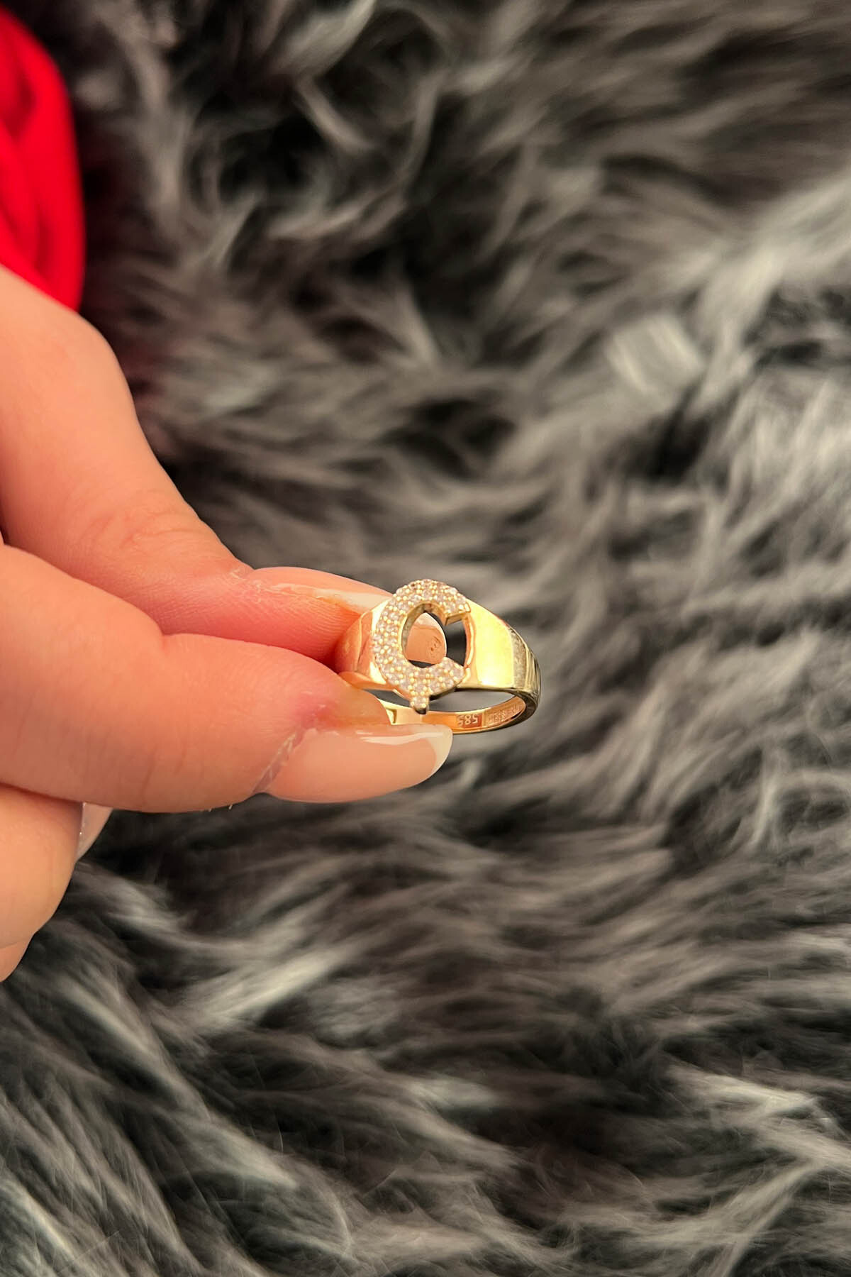 14 Ayar Altın Taşlı Ç Harfli Yüzük - Fiyonk Kuyumculuk (1)