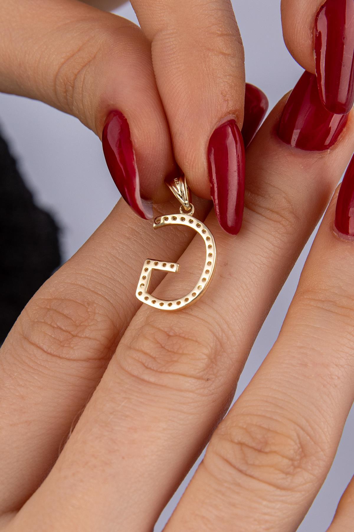 14 Ayar Altın Taşlı G Harf Kolye Ucu - Fiyonk Kuyumculuk (1)