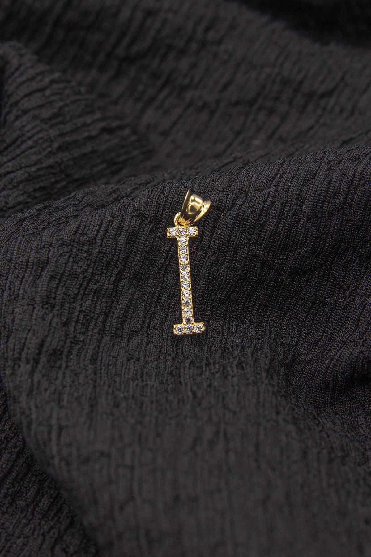 14 Ayar Altın Taşlı I Harf Kolye Ucu - Fiyonk Kuyumculuk (1)