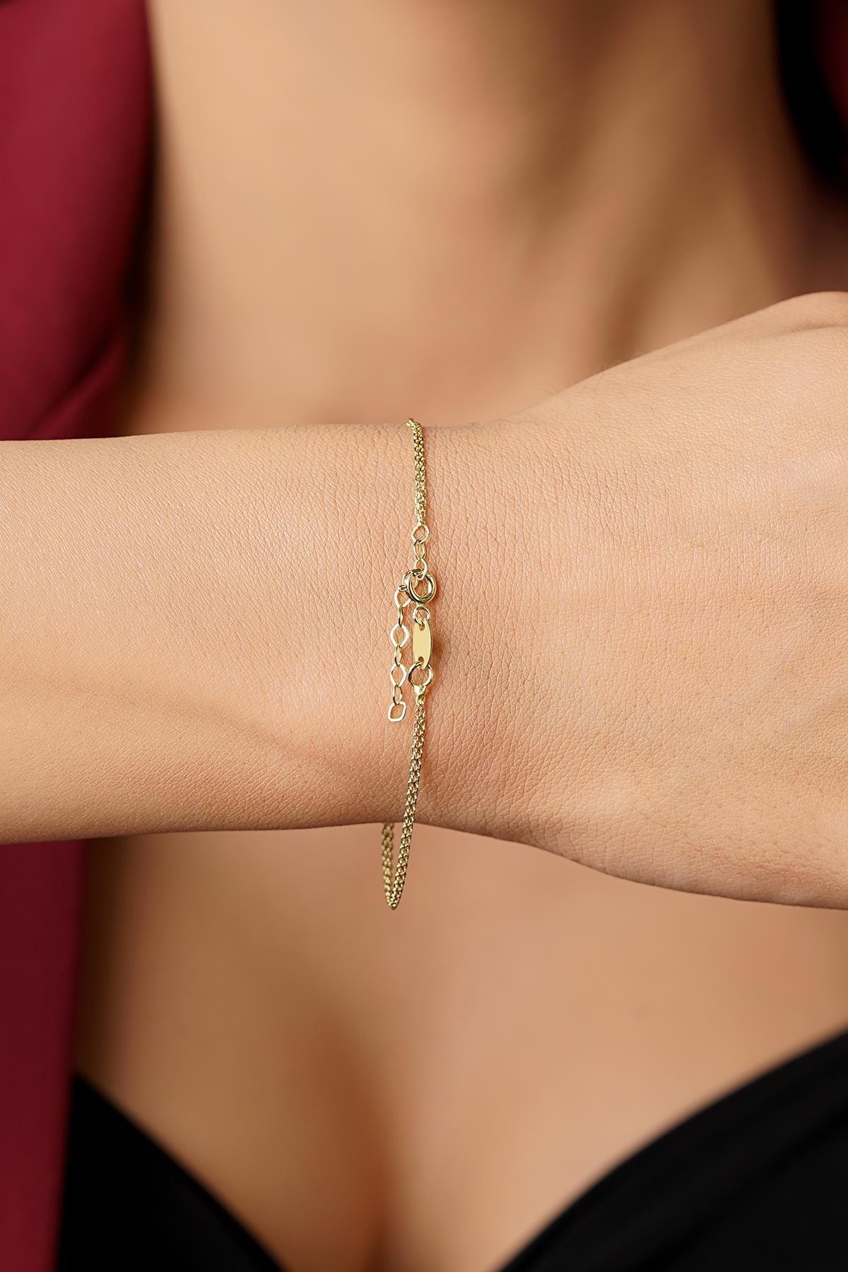 14 Ayar Altın Taşlı Kalpli Aşk Bileklik - Fiyonk Kuyumculuk (1)