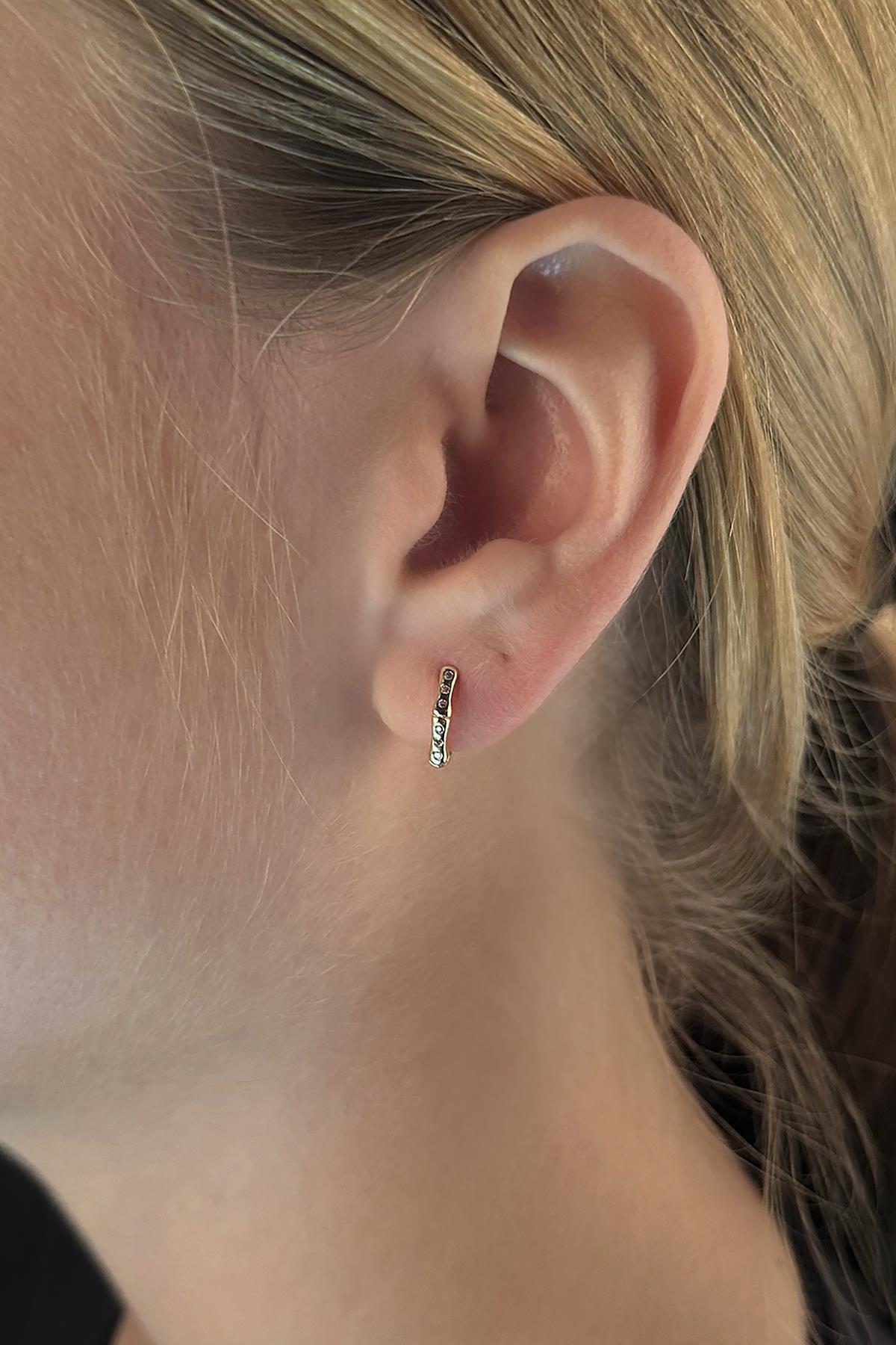 14 Ayar Altın Taşlı Kemik Desenli Küpe - Fiyonk Kuyumculuk (1)