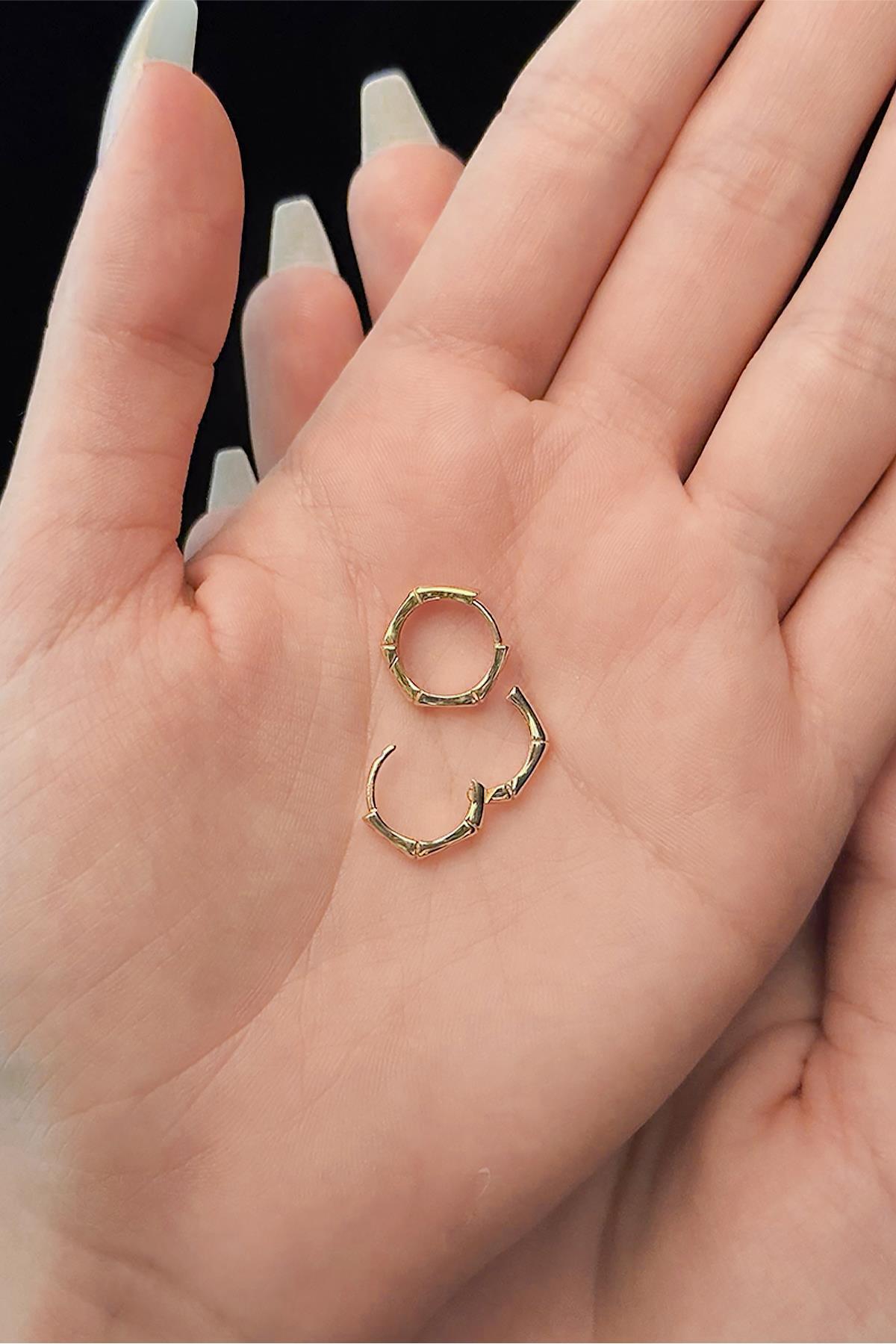 14 Ayar Altın Taşlı Kemik Desenli Küpe - Fiyonk Kuyumculuk (1)