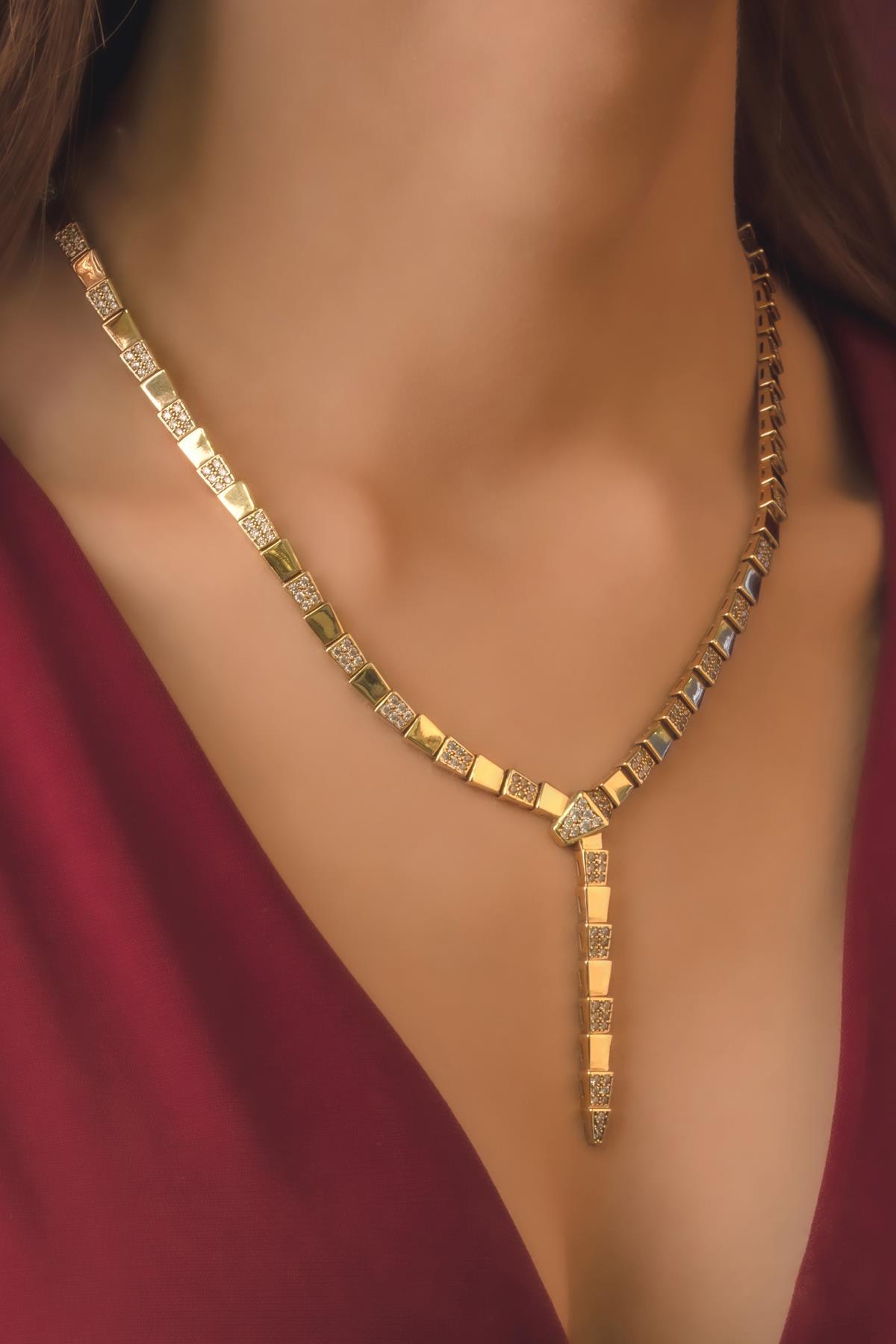 14 Ayar Altın Taşlı Lunox Kolye - Fiyonk Kuyumculuk (1)