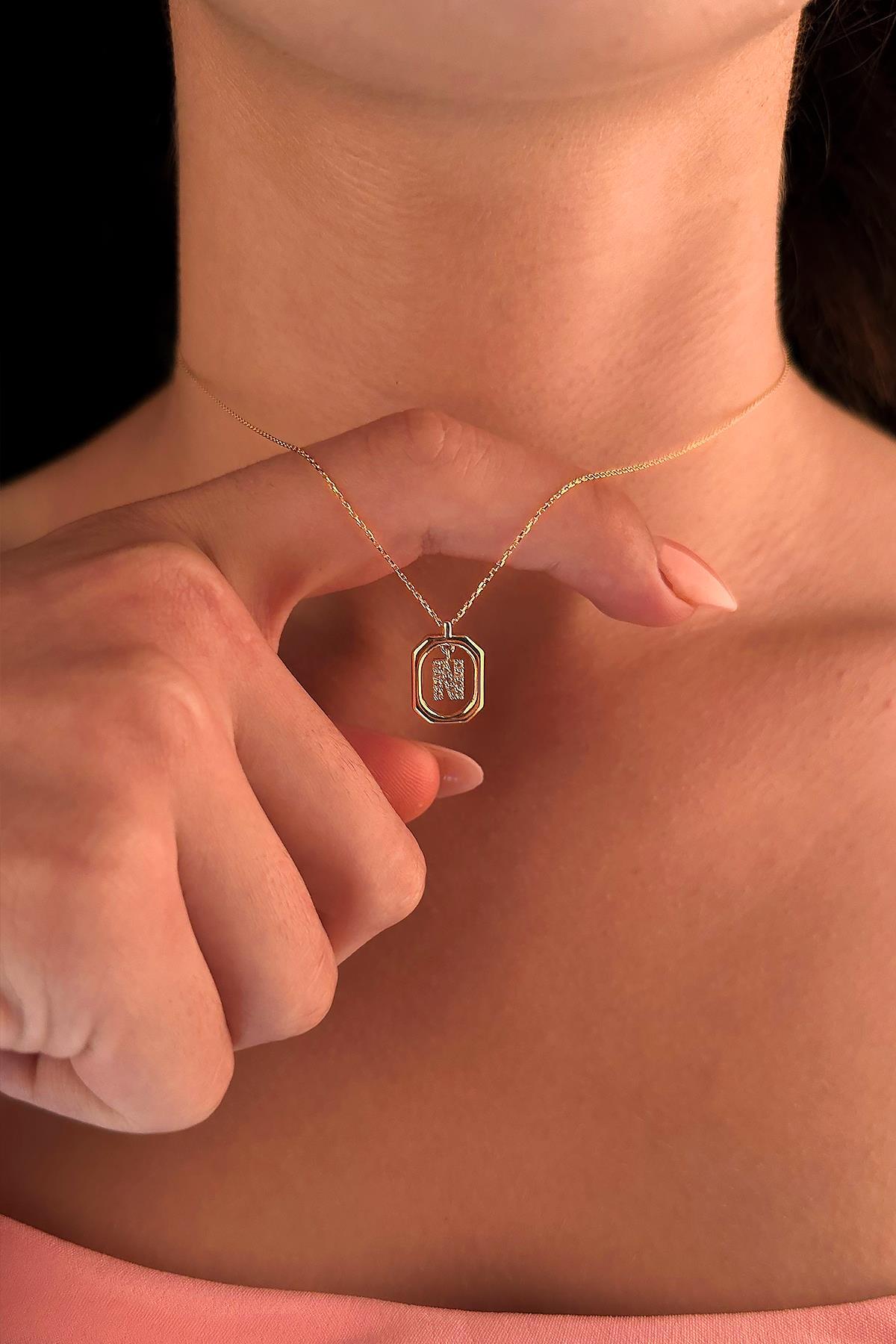 14 Ayar Altın Taşlı N Harfli Kolye - Fiyonk Kuyumculuk (1)