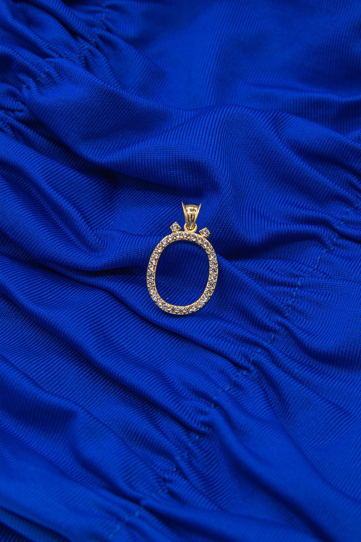 14 Ayar Altın Taşlı Ö Harf Kolye Ucu - Fiyonk Kuyumculuk (1)