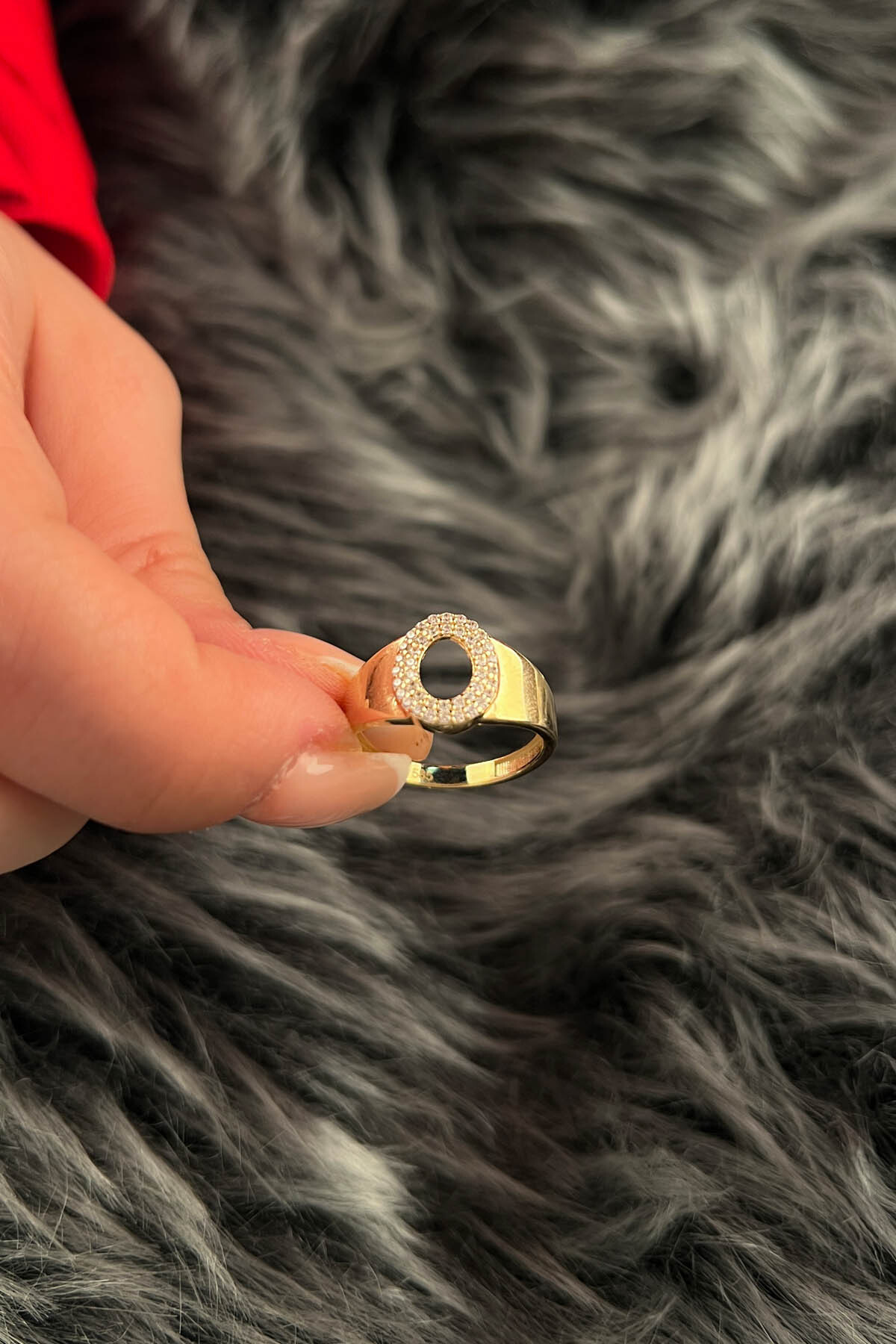 14 Ayar Altın Taşlı O Harfli Yüzük - Fiyonk Kuyumculuk (1)