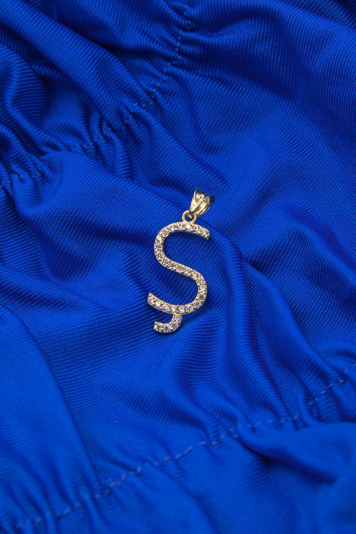 14 Ayar Altın Taşlı Ş Harf Kolye Ucu - Fiyonk Kuyumculuk (1)