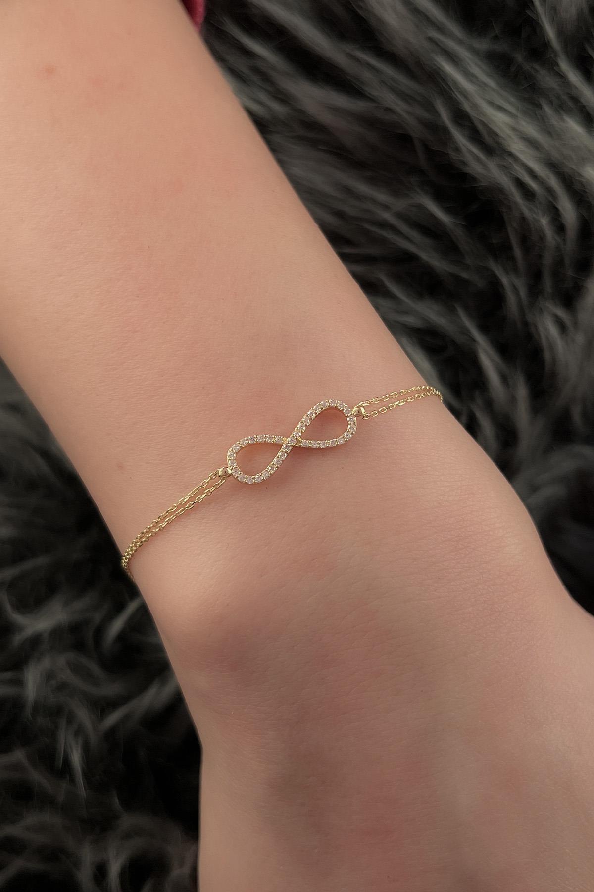 14 Ayar Altın Taşlı Sonsuzluk Bileklik - Fiyonk Kuyumculuk (1)