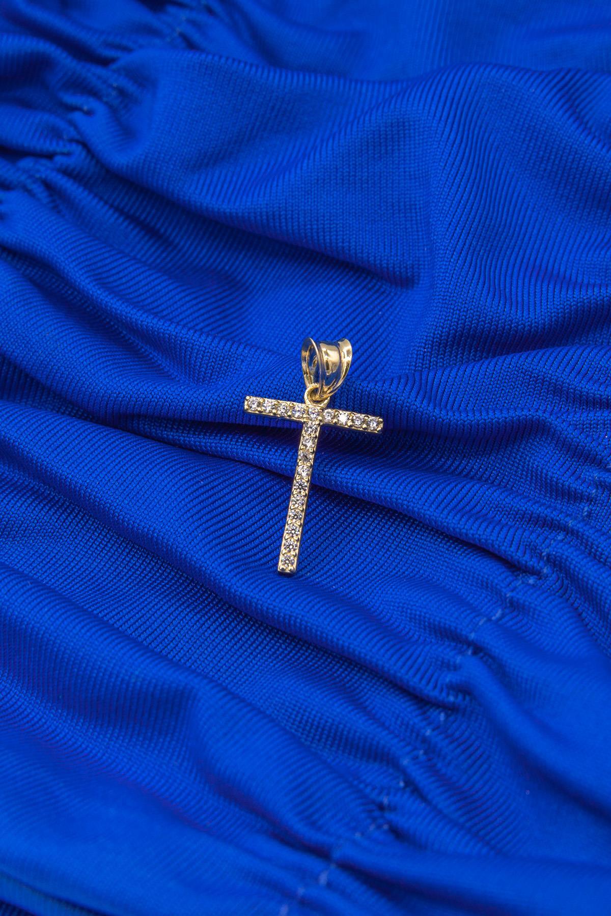 14 Ayar Altın Taşlı T Harf Kolye Ucu - Fiyonk Kuyumculuk (1)