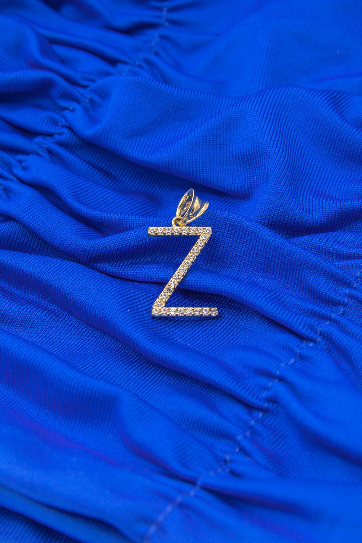 14 Ayar Altın Taşlı Z Harf Kolye Ucu - Fiyonk Kuyumculuk (1)