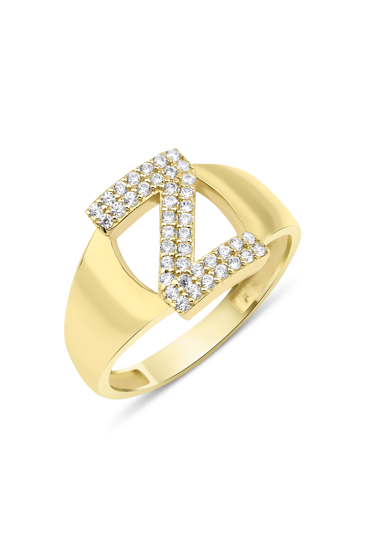 14 Ayar Altın Taşlı Z Harfli Yüzük - Fiyonk Kuyumculuk