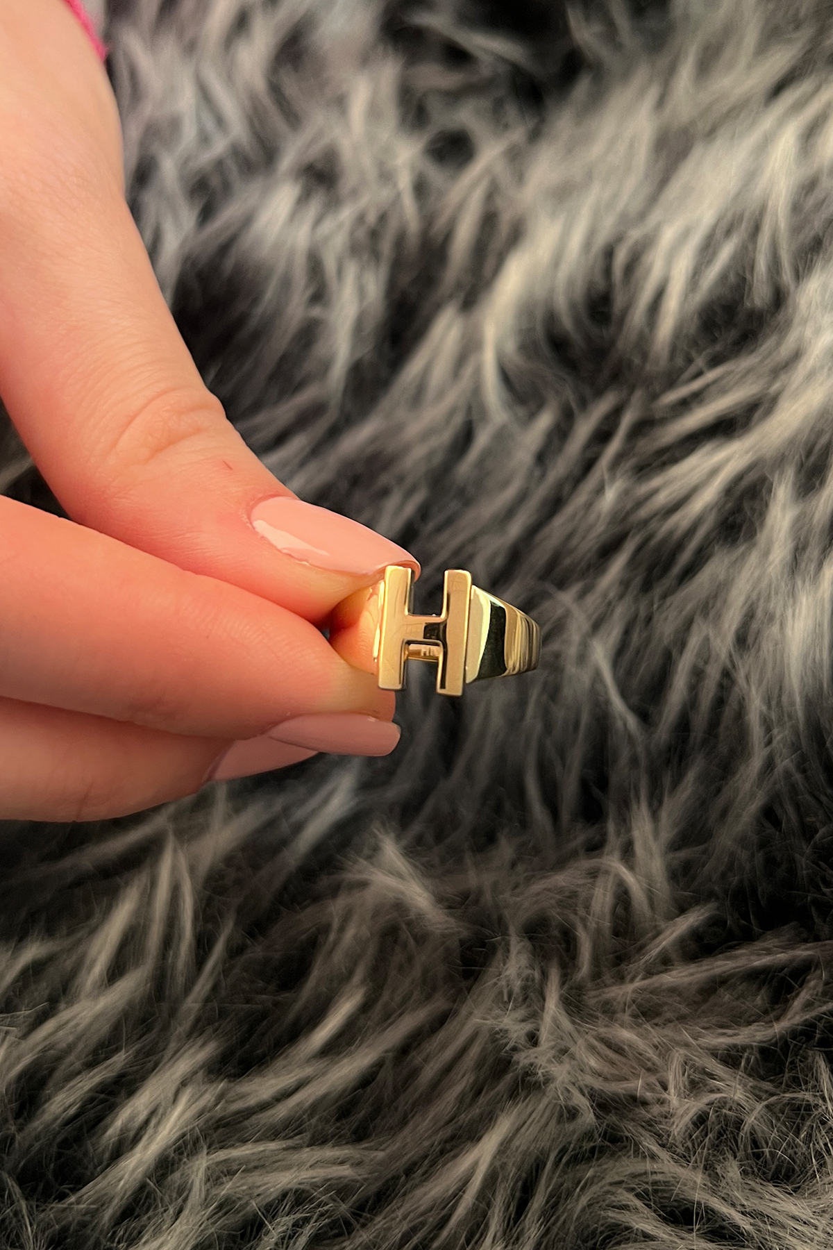 14 Ayar Altın Taşsız H Harfli Yüzük - Fiyonk Kuyumculuk (1)