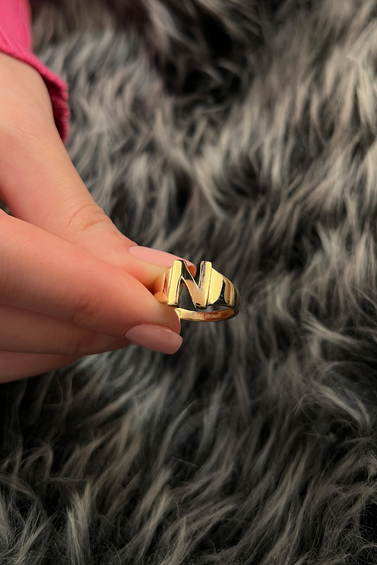 14 Ayar Altın Taşsız N Harfli Yüzük - Fiyonk Kuyumculuk (1)