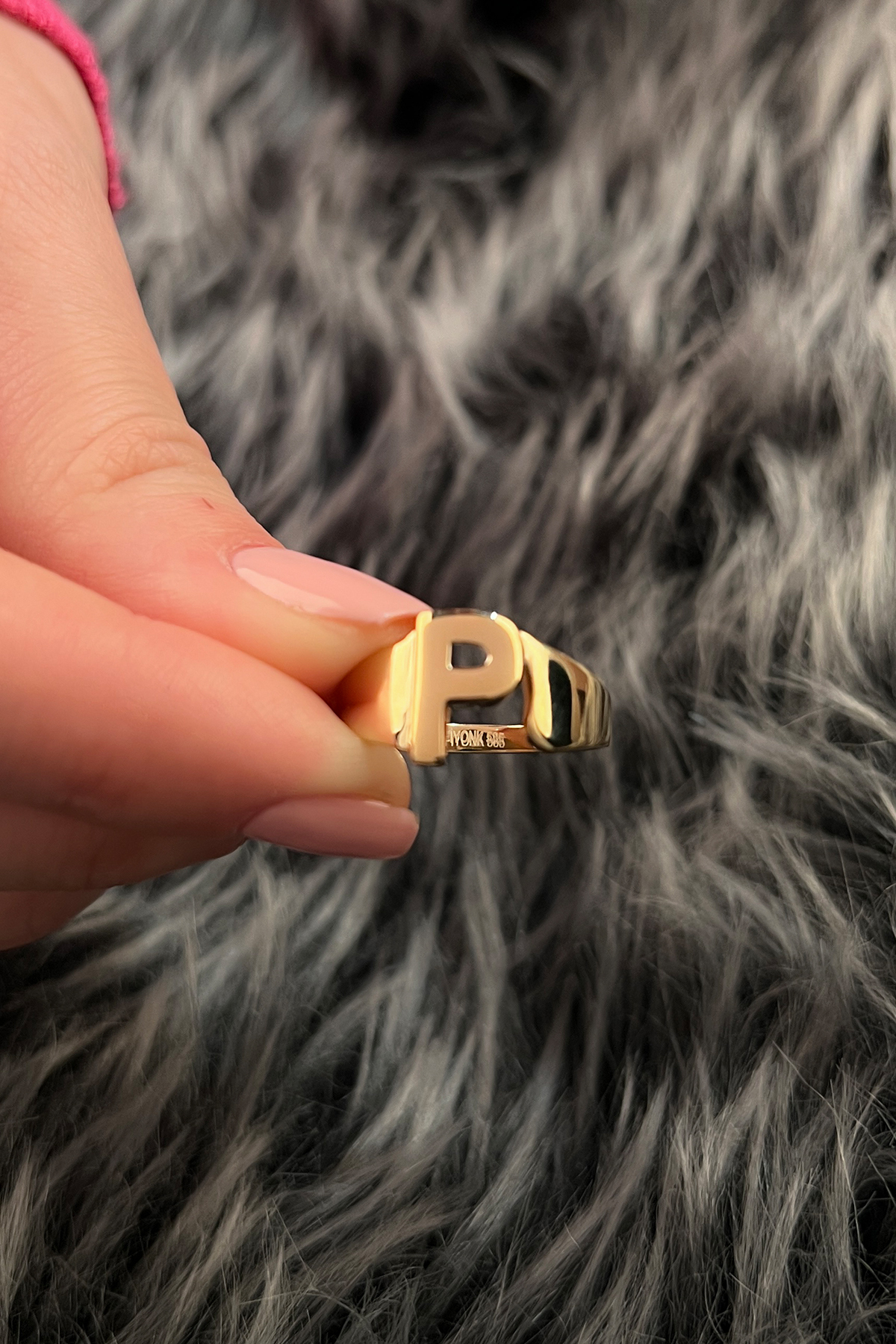 14 Ayar Altın Taşsız P Harfli Yüzük - Fiyonk Kuyumculuk (1)