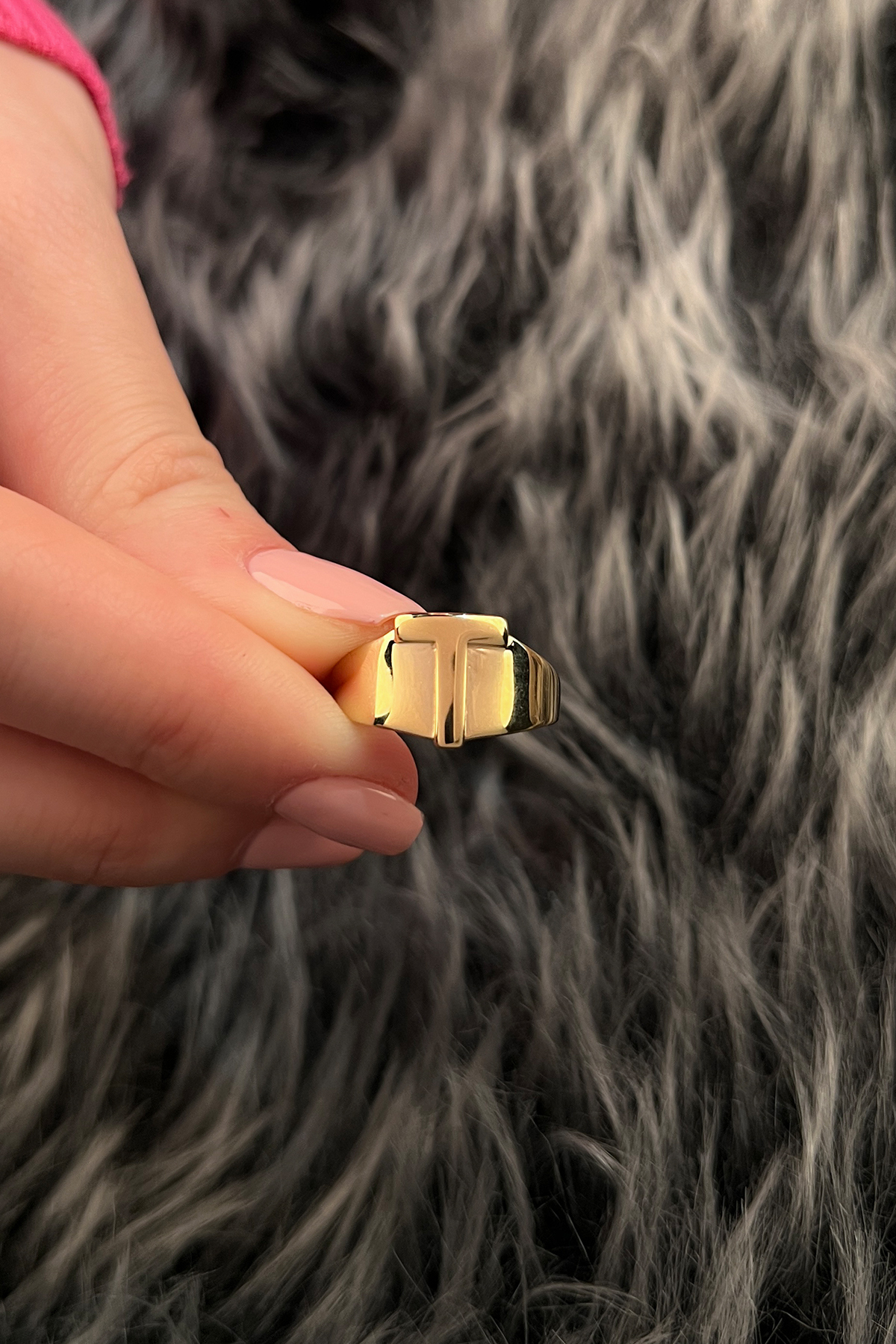 14 Ayar Altın Taşsız T Harfli Yüzük - Fiyonk Kuyumculuk (1)