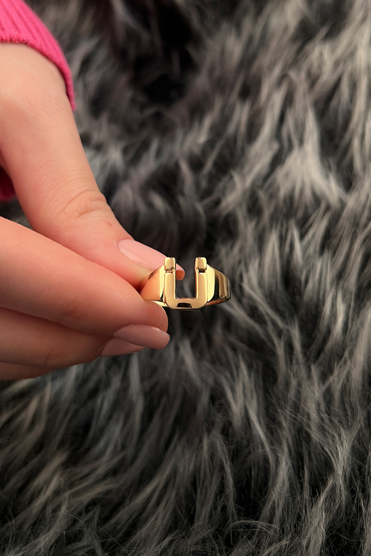 14 Ayar Altın Taşsız Ü Harfli Yüzük - Fiyonk Kuyumculuk (1)