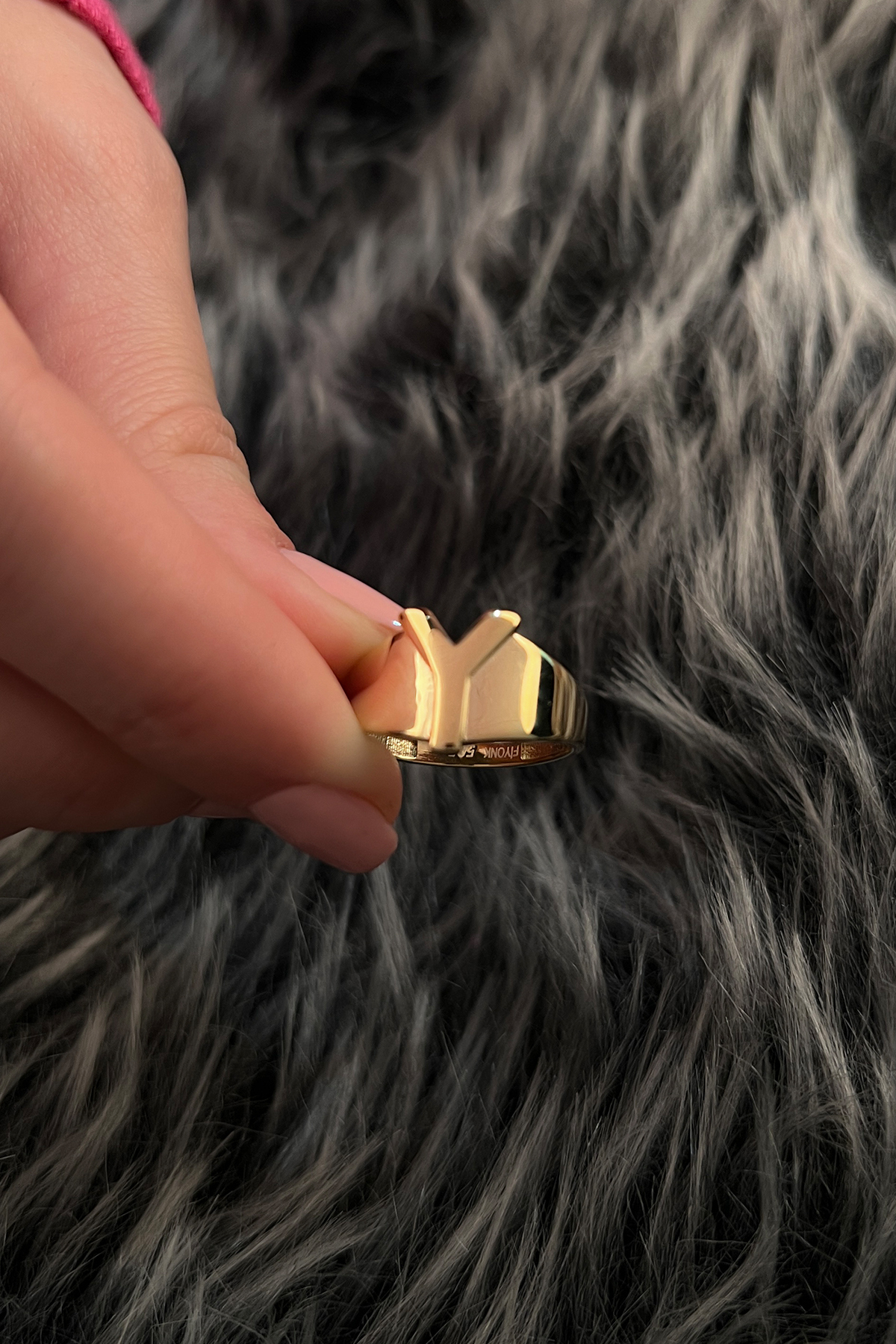 14 Ayar Altın Taşsız Y Harfli Yüzük - Fiyonk Kuyumculuk (1)