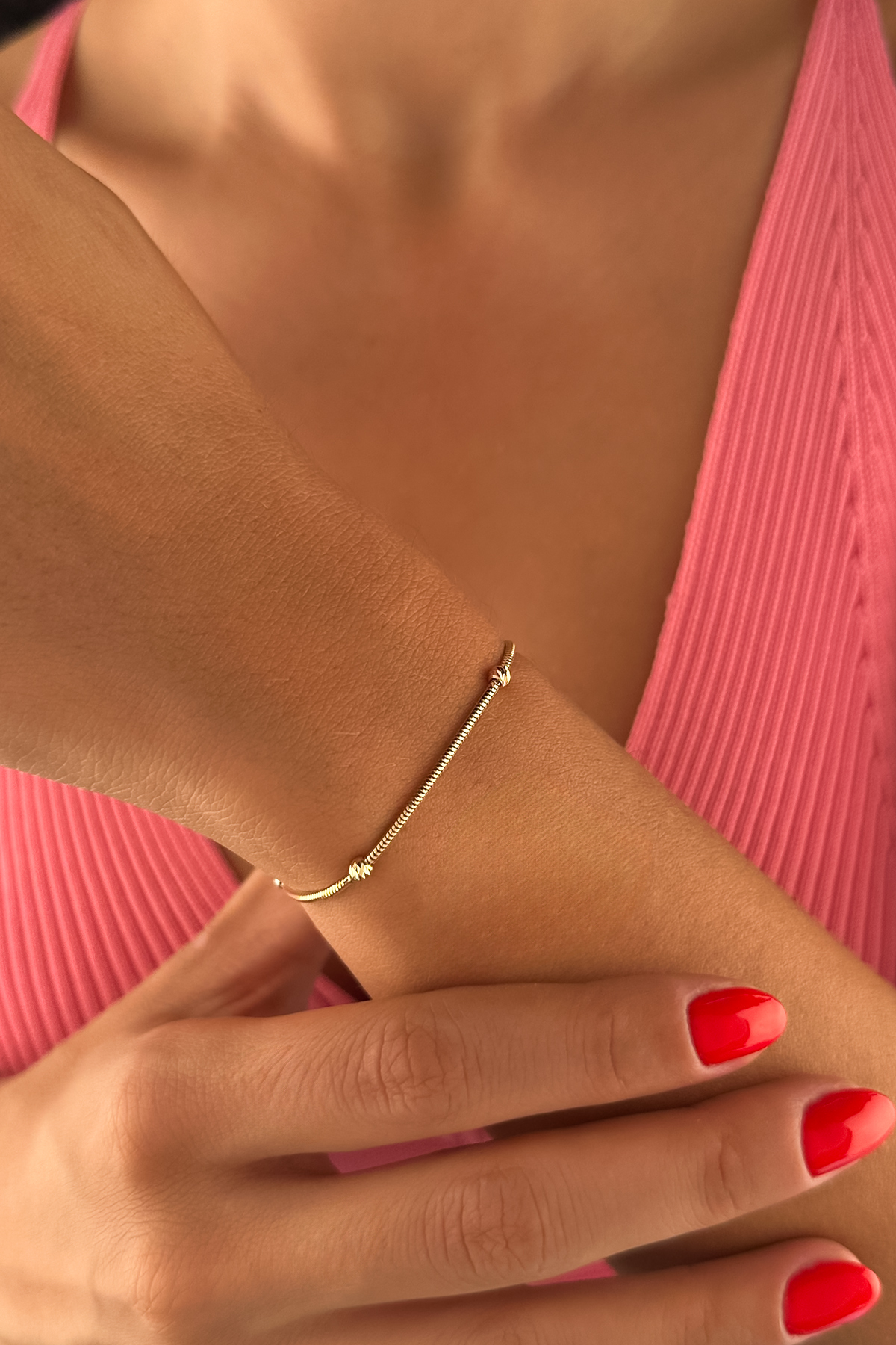 14 Ayar Altın Işıltılı Zincirde Dorika Bileklik - Fiyonk Kuyumculuk (1)