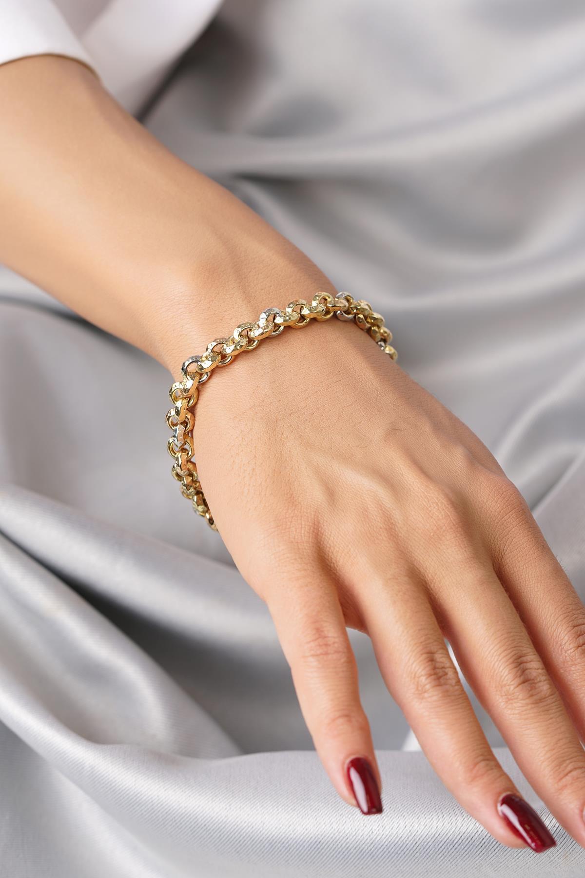 14 Ayar Altın Tek Sıra Renkli Doch Bileklik - Fiyonk Kuyumculuk (1)