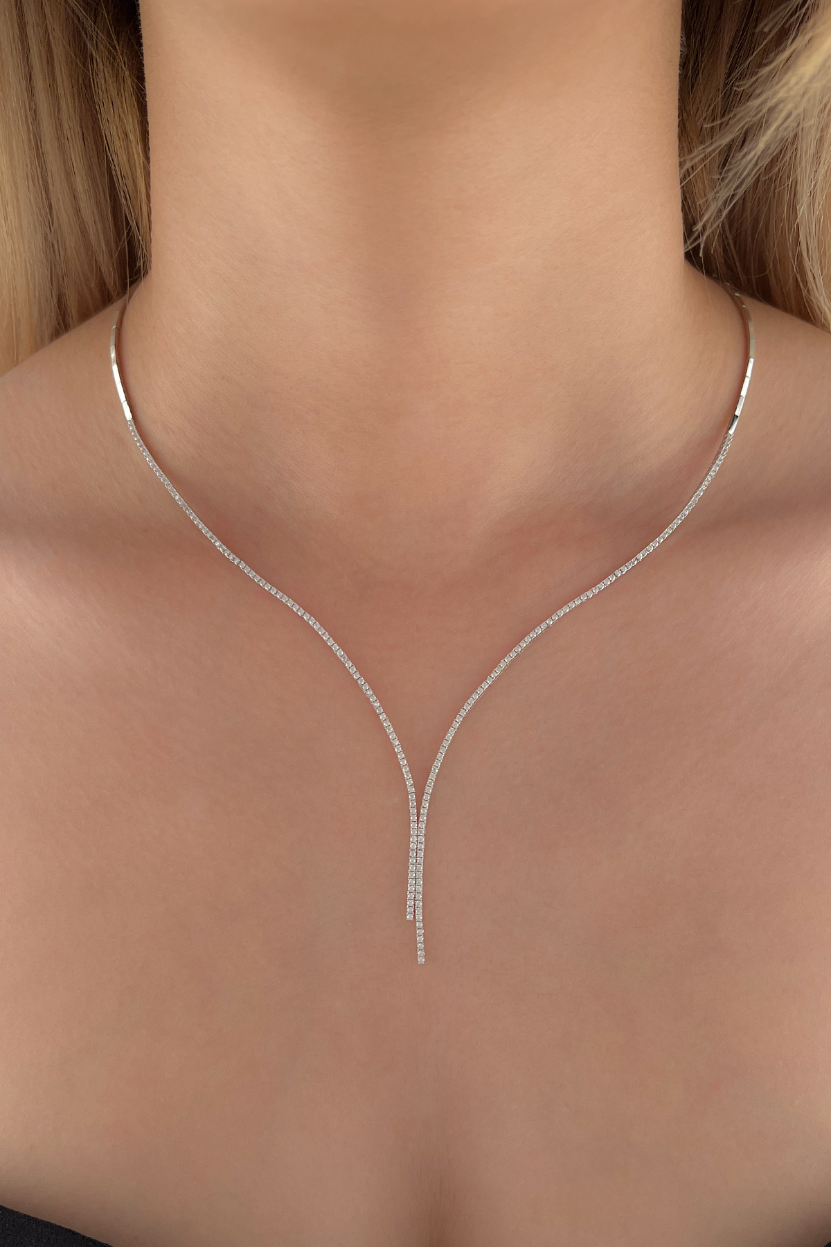 14 Ayar Altın Tek Sıra Sarkıt Su Yolu Gerdanlık Kolye - Fiyonk Kuyumculuk (1)