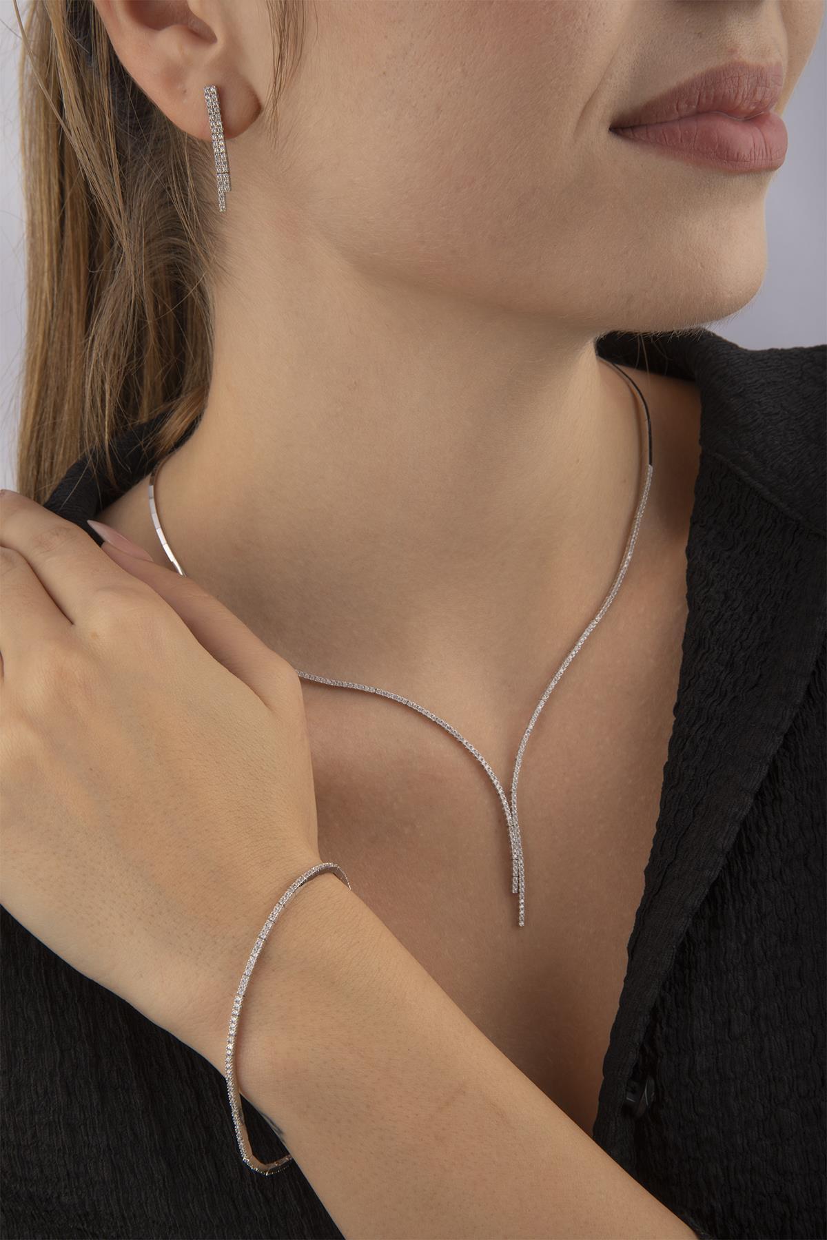 14 Ayar Altın Tek Sıra Su Yolu Sarkıt Set - Fiyonk Kuyumculuk