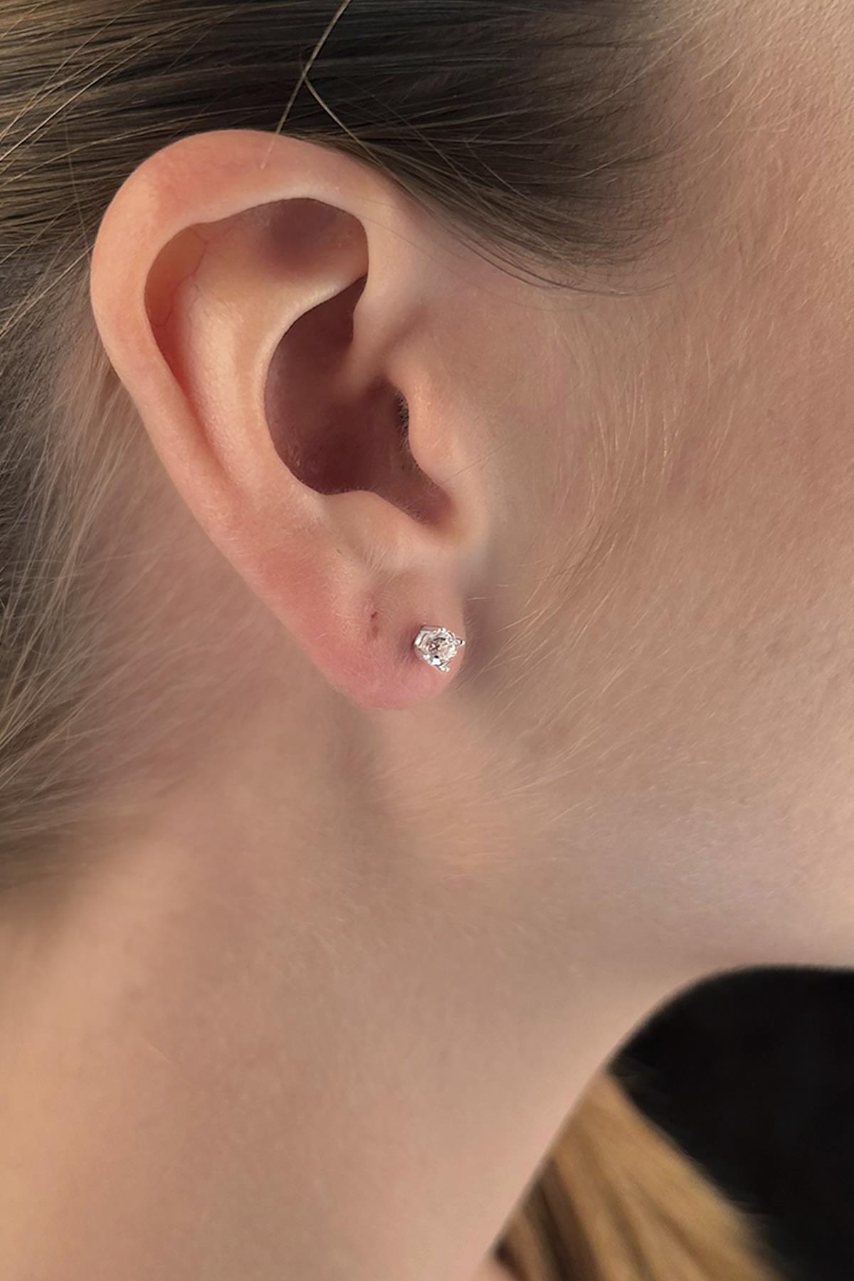 14 Ayar Altın Tek Taş Küpe - Fiyonk Kuyumculuk (1)