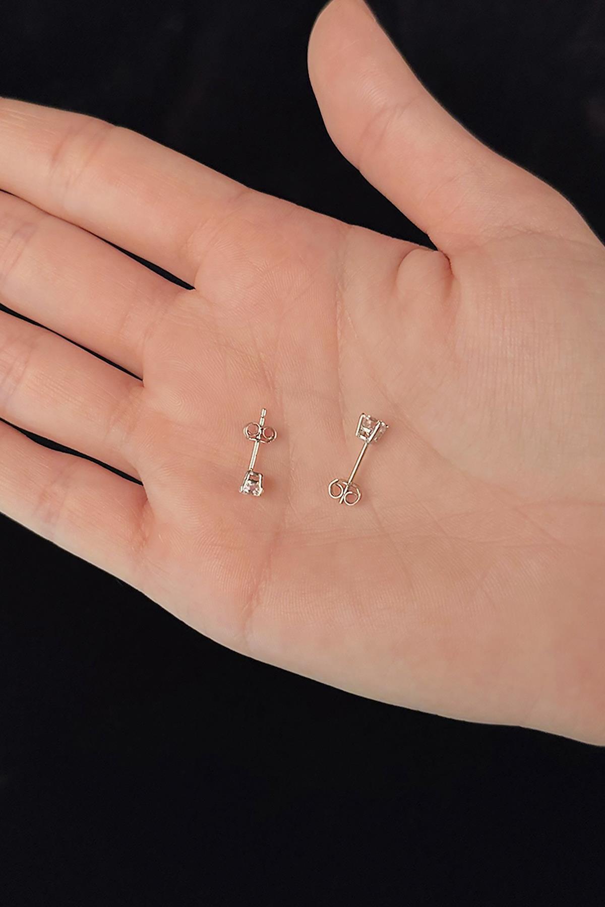 14 Ayar Altın Tek Taş Küpe - Fiyonk Kuyumculuk (1)