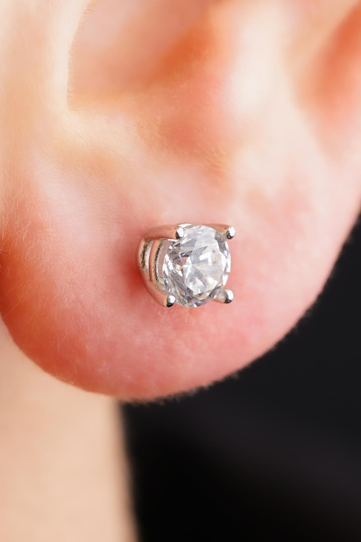 14 Ayar Altın Tektaş Küpe Erkek - Fiyonk Kuyumculuk (1)