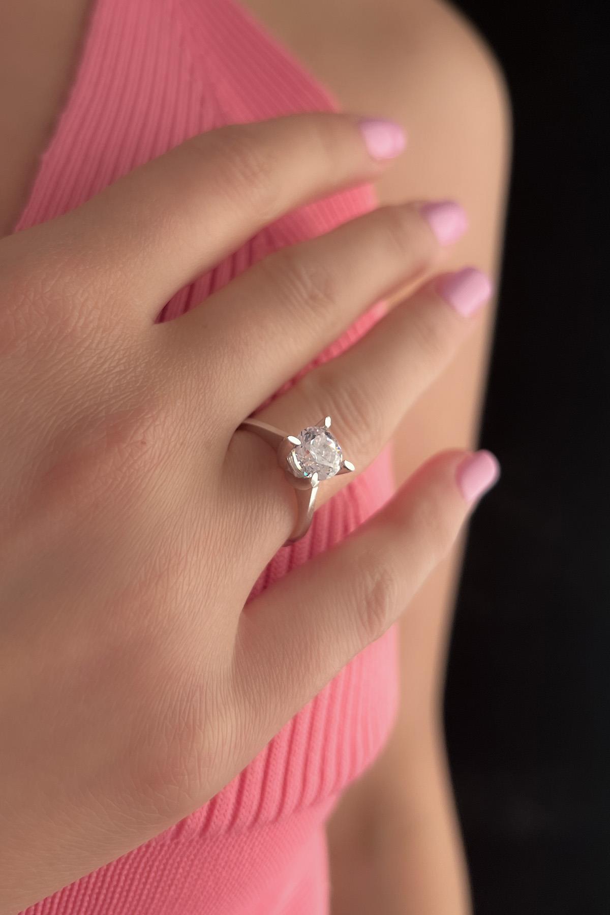 14 Ayar Altın Tektaş Yüzük - Fiyonk Kuyumculuk (1)