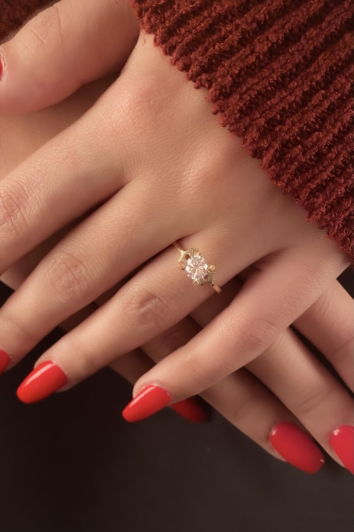 14 Ayar Altın Tektaş Yüzük 28 - Fiyonk Kuyumculuk