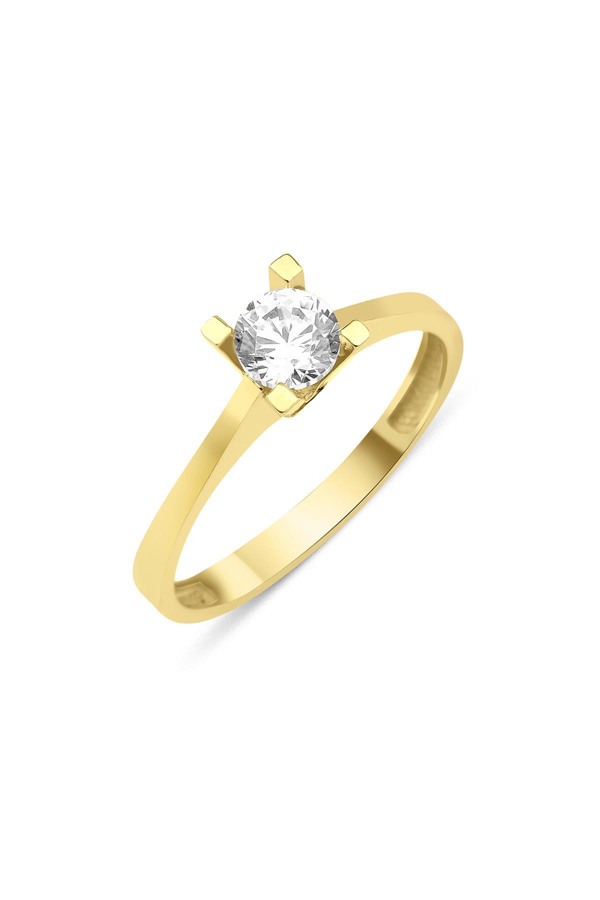 14 Ayar Altın Tektaş Yüzük - Fiyonk Kuyumculuk