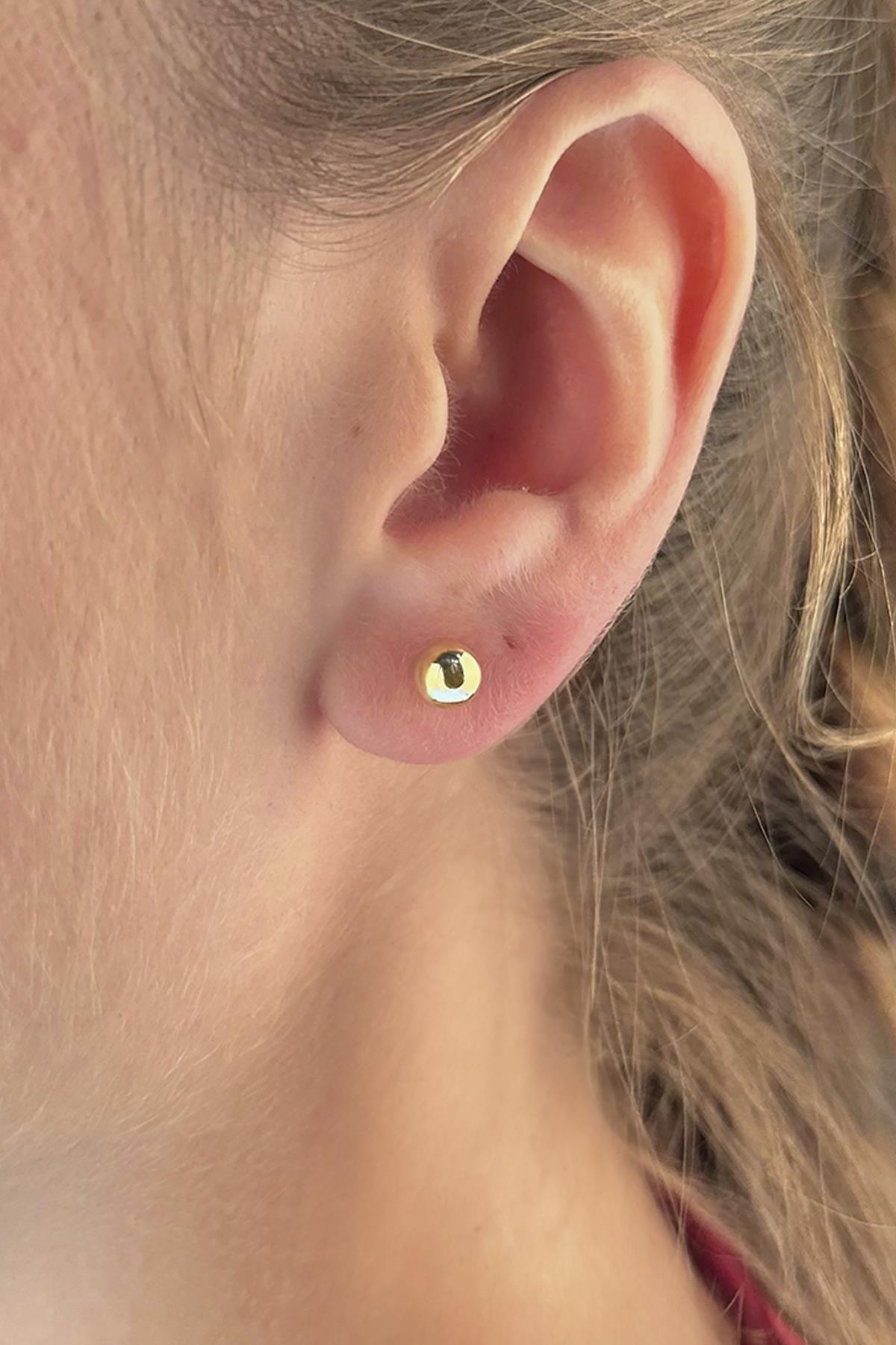 14 Ayar Altın Top Küpe 6 mm - Fiyonk Kuyumculuk