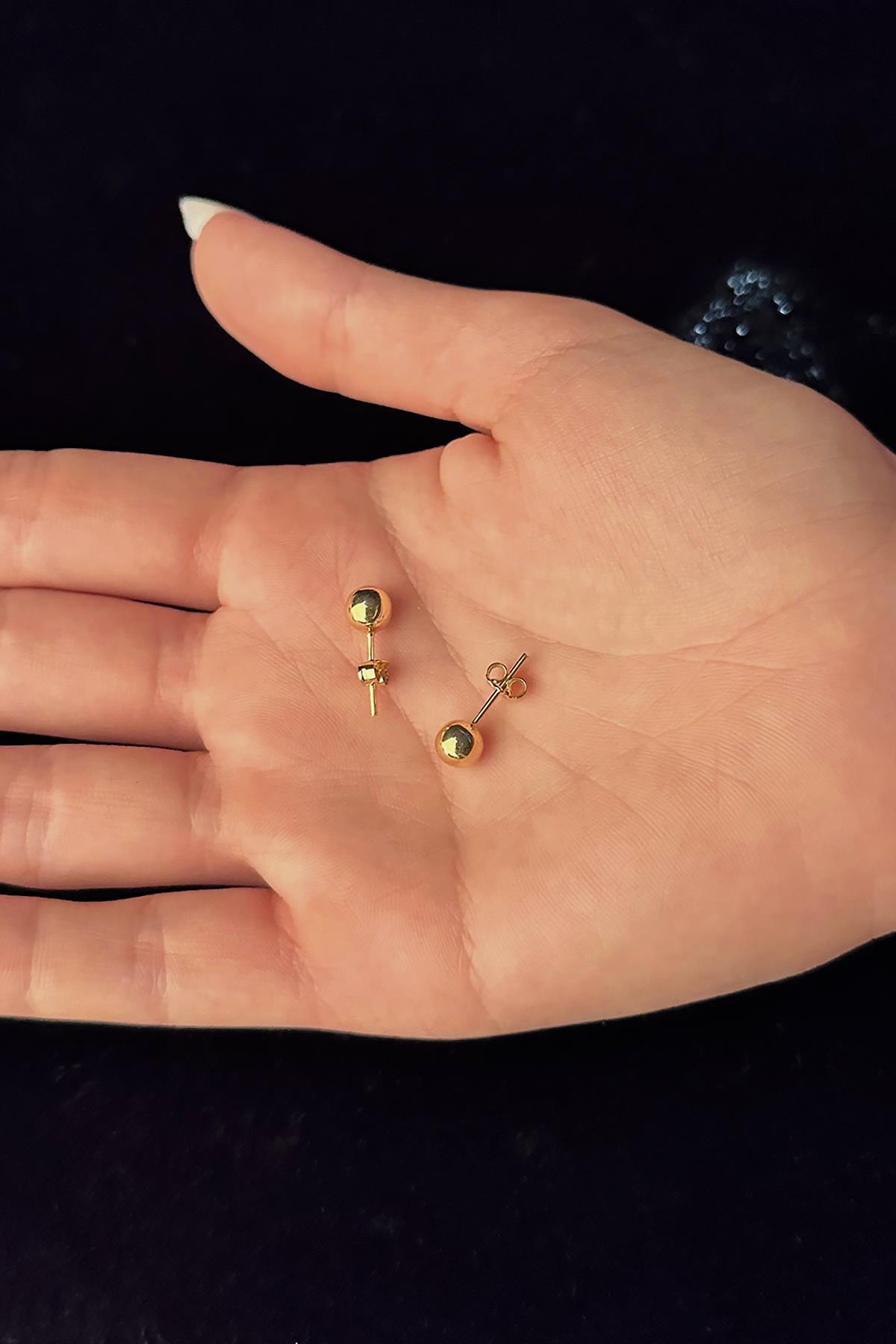 14 Ayar Altın Top Küpe 6 mm - Fiyonk Kuyumculuk (1)