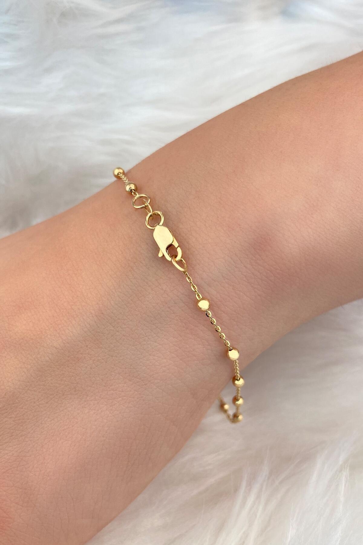 14 Ayar Altın Top Sıralı Bileklik - Fiyonk Kuyumculuk (1)