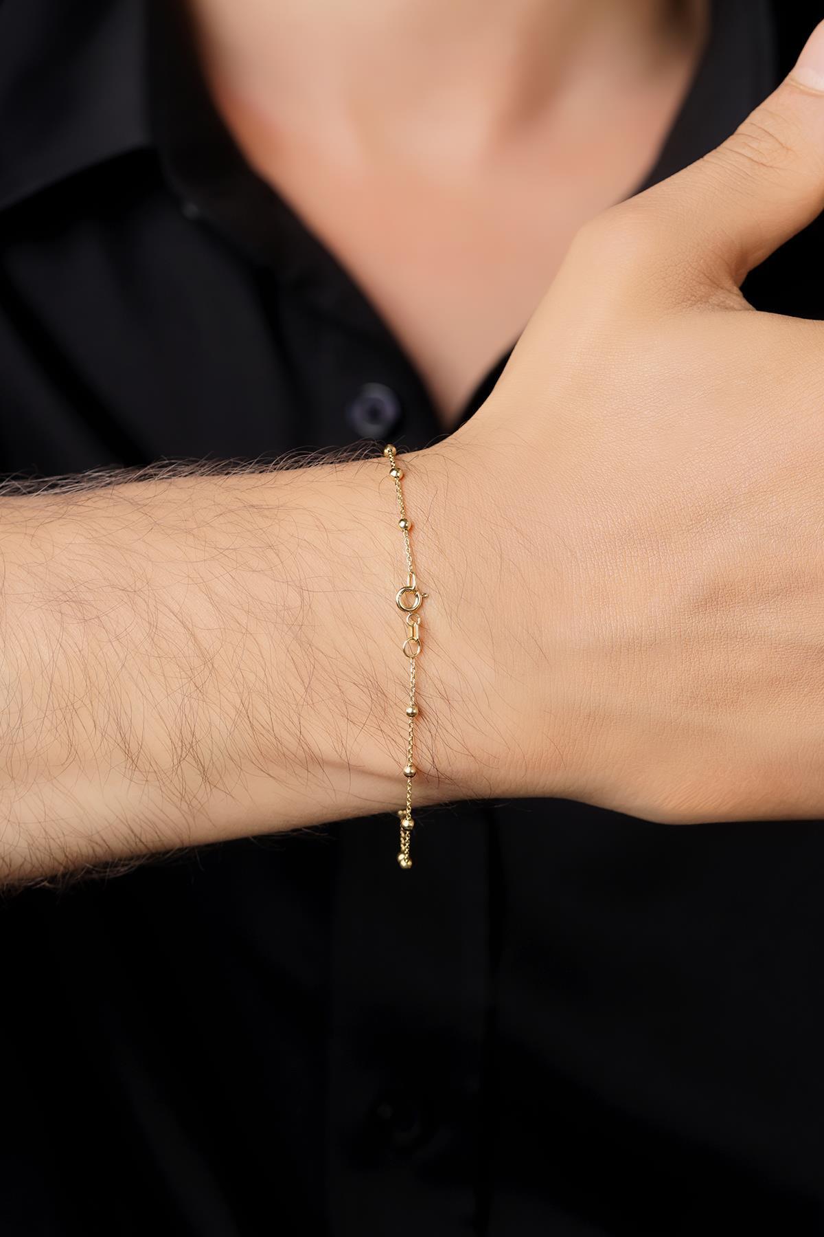 14 Ayar Altın Top Sıralı Erkek Bileklik - Fiyonk Kuyumculuk (1)